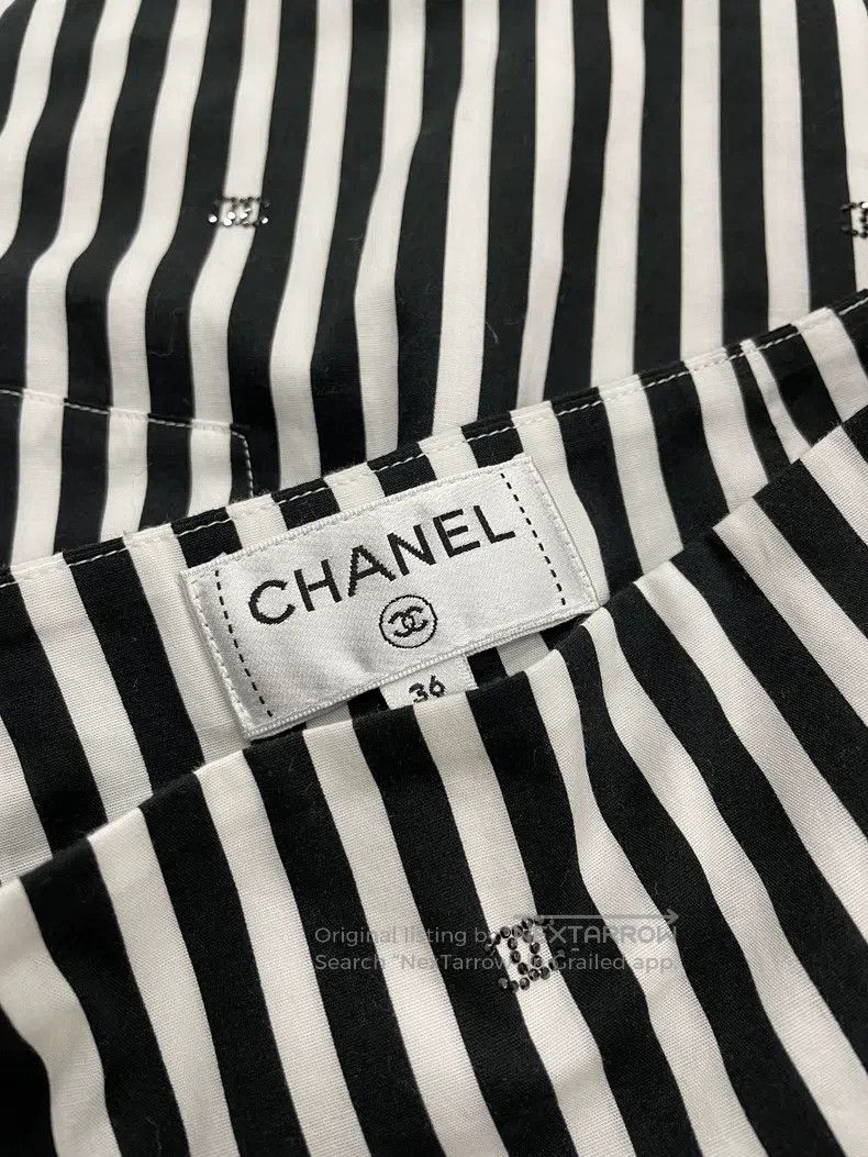 Chanel Chanel Striped full double c full logo glitter diamond ski Size 24" / US 00 / IT 34 - 4 Thumbnail