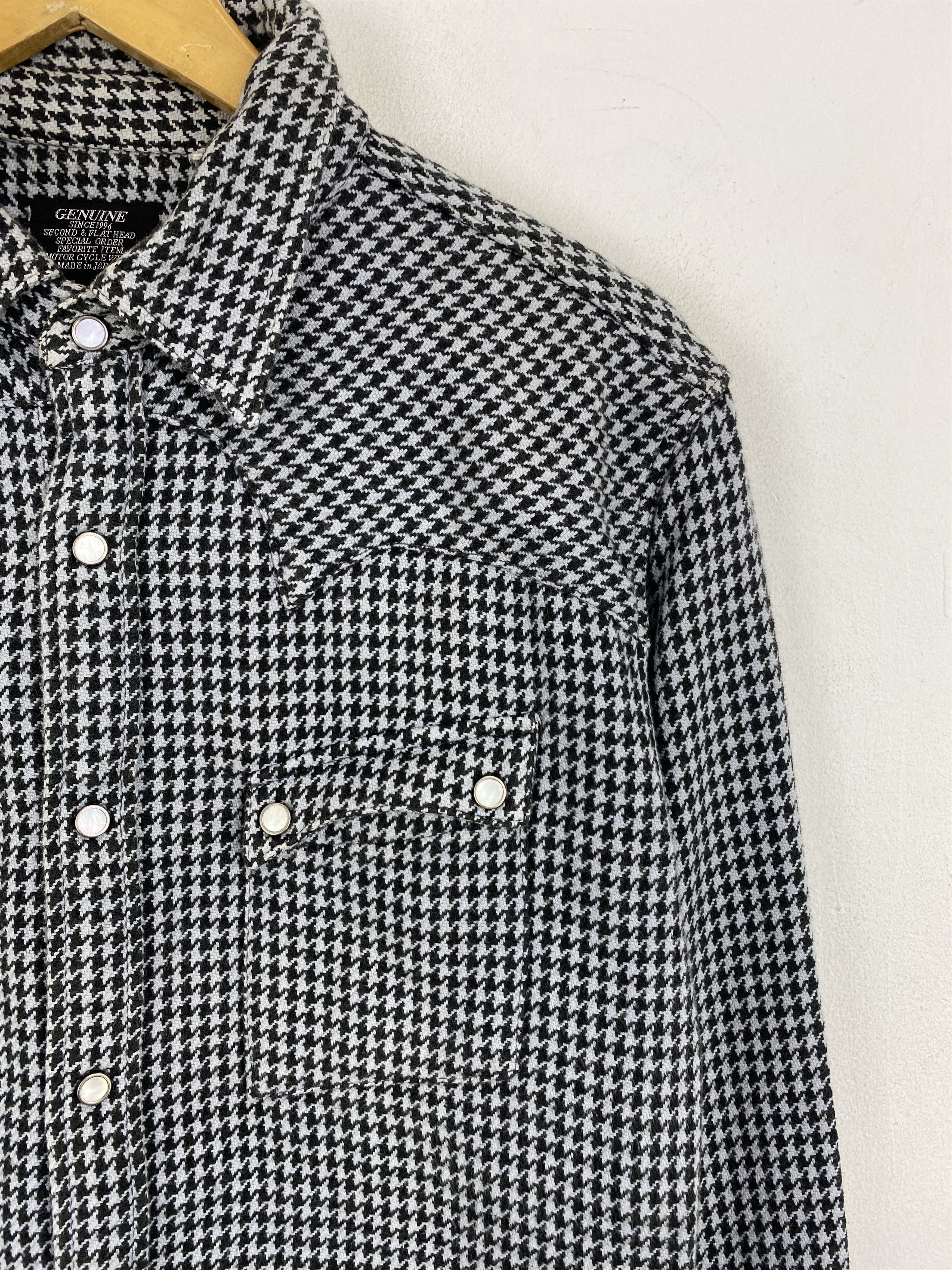 The Flat Head The Flat Head Brown Houndstooth Button Up Shirt TA0620 Size US XXS / EU 40 - 9 Thumbnail