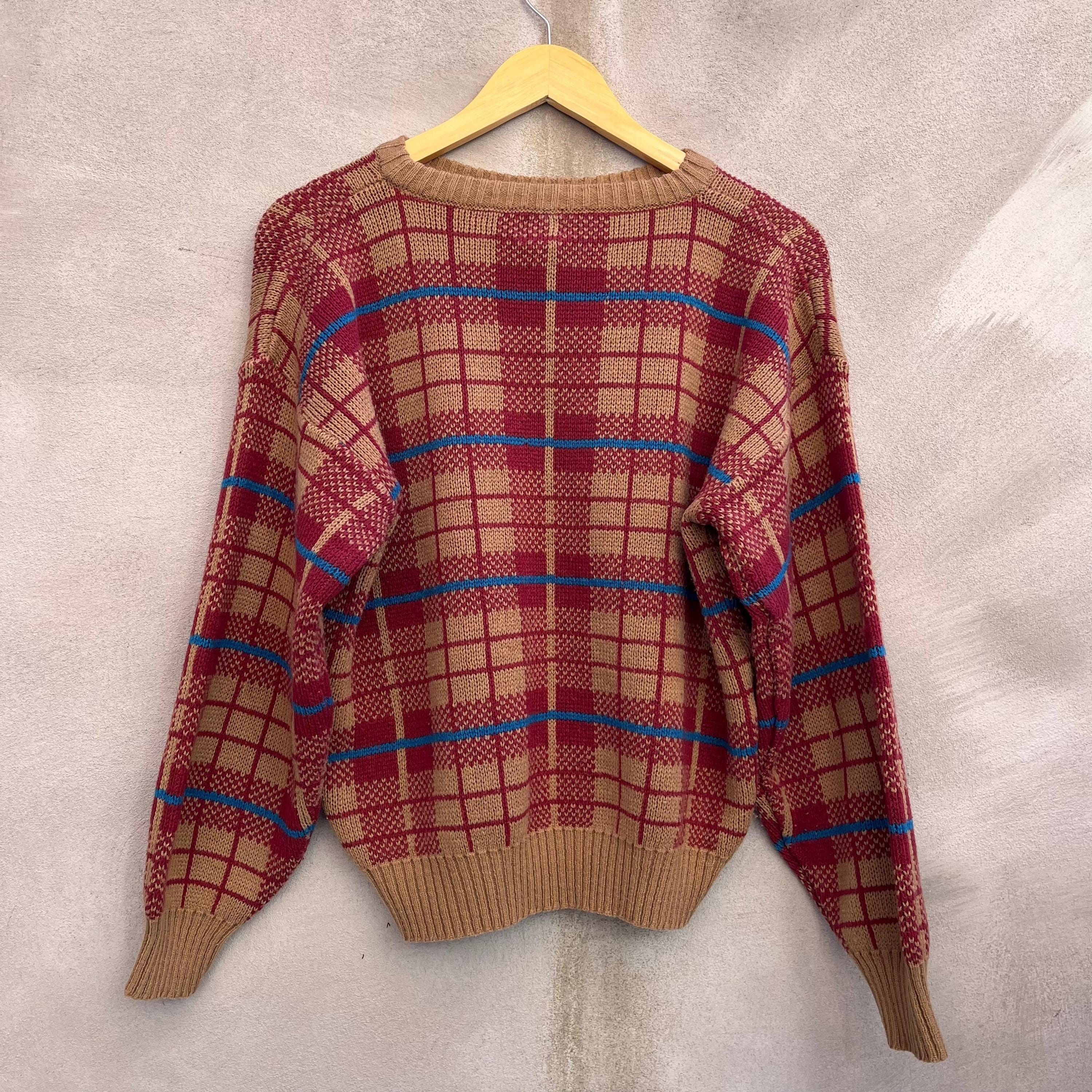 Vintage 80's Vintage Plaid Woven Sweater Size US M / EU 48-50 / 2 - 2 Thumbnail
