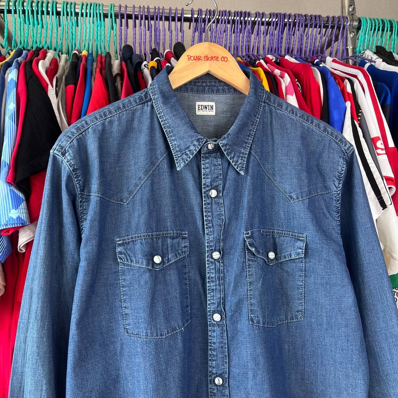Edwin EDWIN Memphis Blue Denim Button Shirt Size L Size US L / EU 52-54 / 3 - 2 Thumbnail