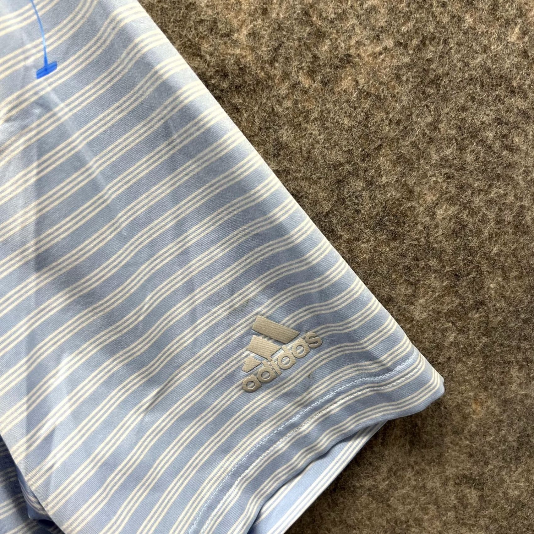 Adidas Adidas Polo Shirt Men Large Blue White Striped Casual Preppy Polyester Golf Polo Shirt Size US L / EU 52-54 / 3 - 4 Thumbnail
