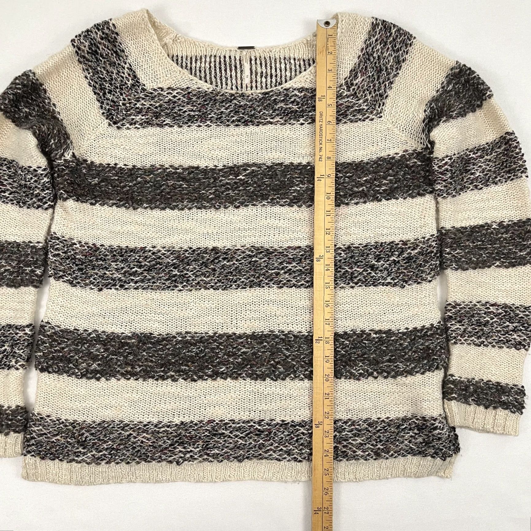 Free People VINTAGE Free People Sweater Woman M Brown Gray Striped Wool Blend Knit Granola Girl Size M / US 6-8 / IT 42-44 - 4 Thumbnail