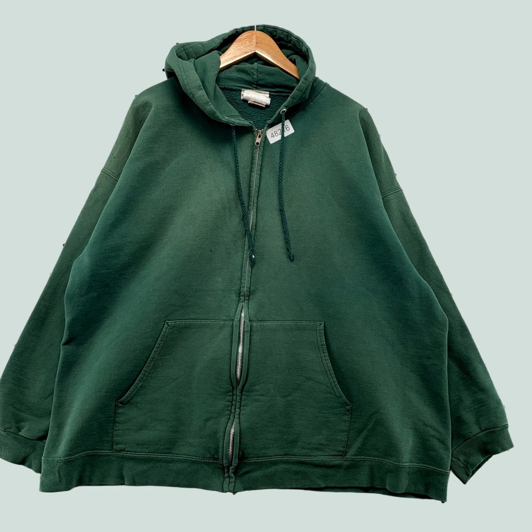 Hanes VINTAGE Hanes Hoodie Sweatshirt Mens 2XL Faded Green Full Zip Fleece Size US XXL / EU 58 / 5 - 1 Thumbnail