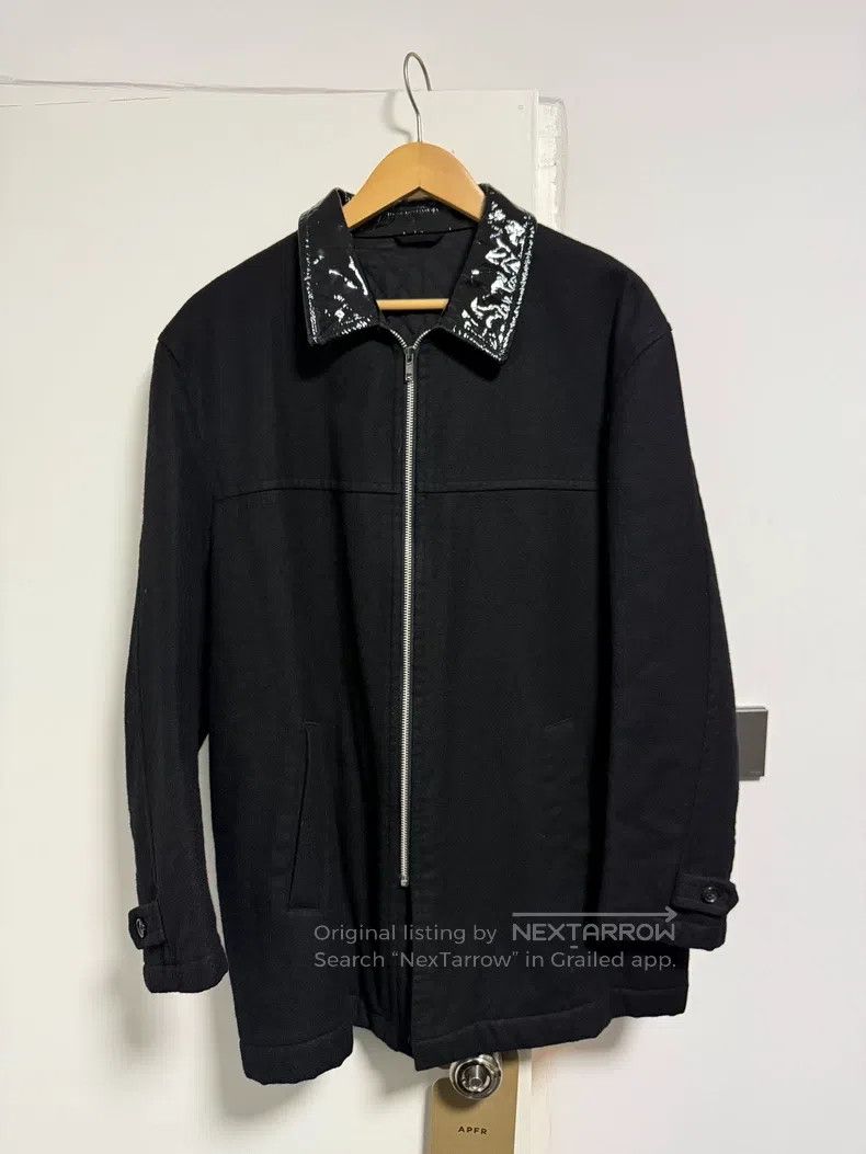 Comme Des Garcons Patent fur collar wool coat jacket