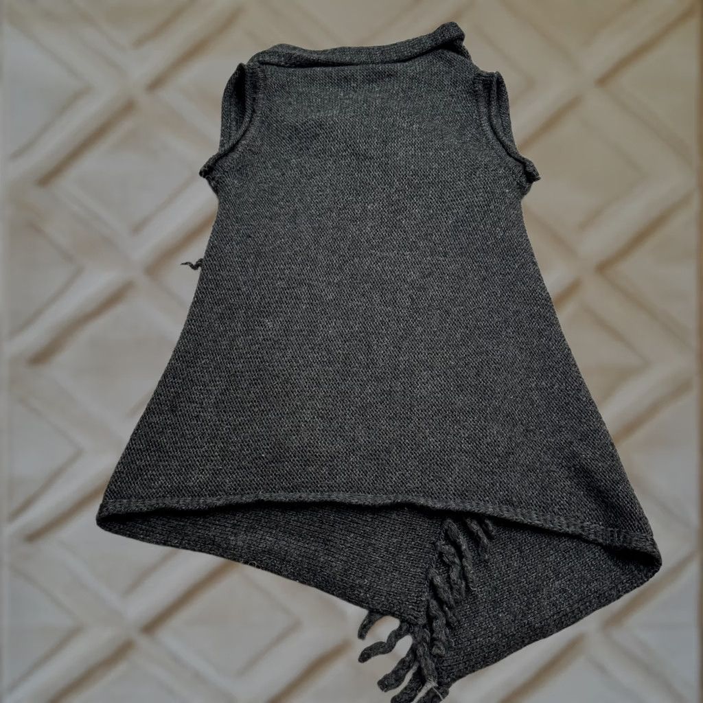 Vintage Democracy Vest Wool Alpaca Knit Fringe Open Front Womens Medium Gray Sleeveless All Seasons Classic Baggy Knit Vest Size M / US 6-8 / IT 42-44 - 1 Thumbnail