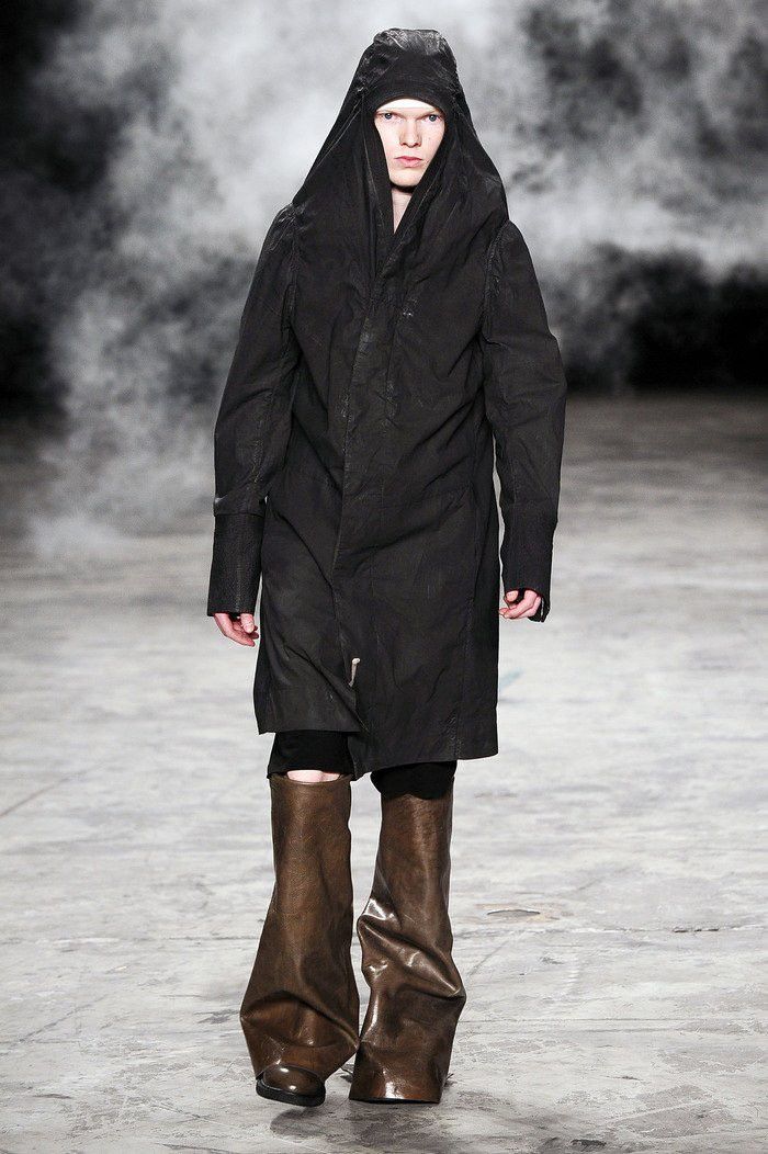 image of Rick Owens x Rick Owens Drkshdw Archive Ss11 Monk Hood Oversized Denim Parka in Black (Size XS)