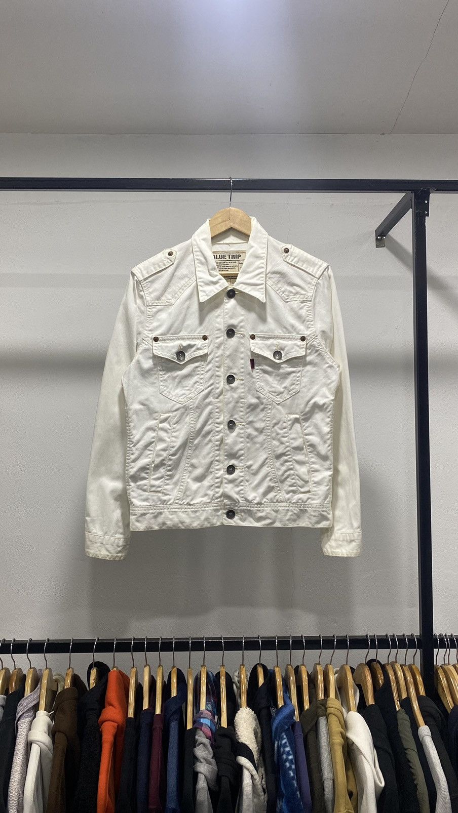 Edwin × Japanese Brand × Vintage Edwin 503 White Denim Jacket 90s Size US S / EU 44-46 / 1 - 1 Thumbnail