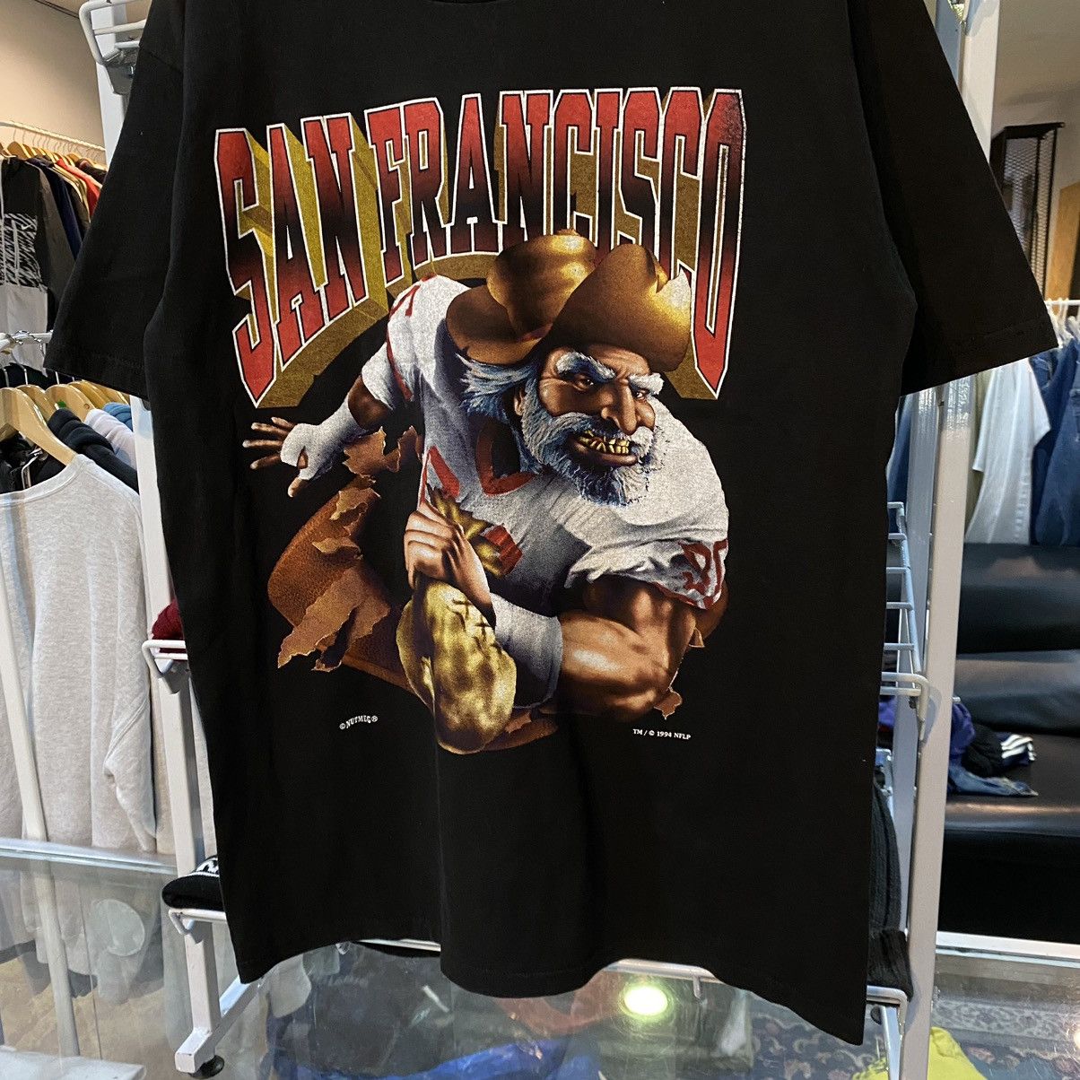 NFL × Salem Sportswear × Vintage Vintage 1994 San Francisco 49Ers Gold Miner Football T-Shirt Size US XL / EU 56 / 4 - 4 Thumbnail