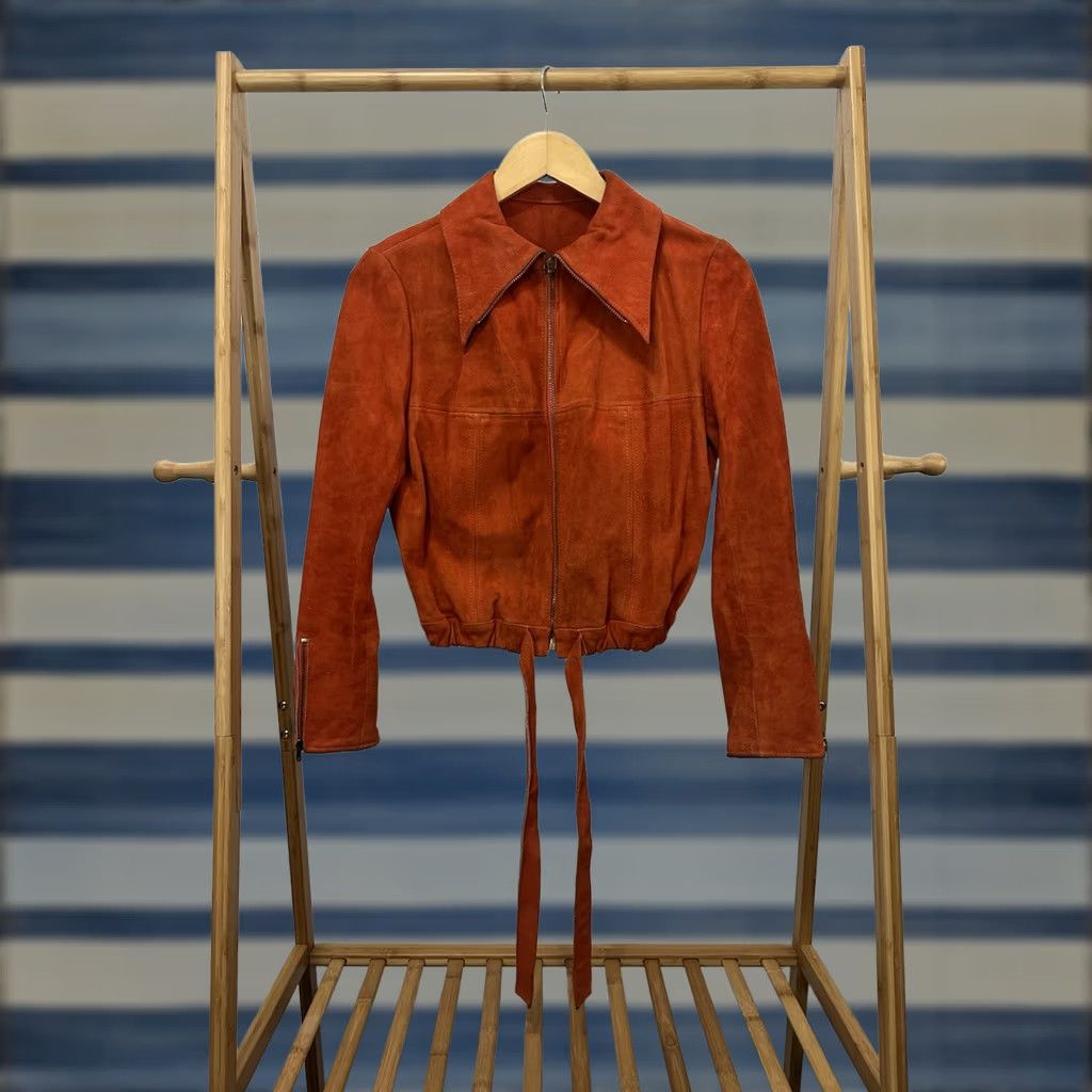 Vintage VTG 60s Burnt Orange Suede Leather Women's Cropped Jacket Size M Orange Basic Jacket Womens Size M / US 6-8 / IT 42-44 - 1 Thumbnail