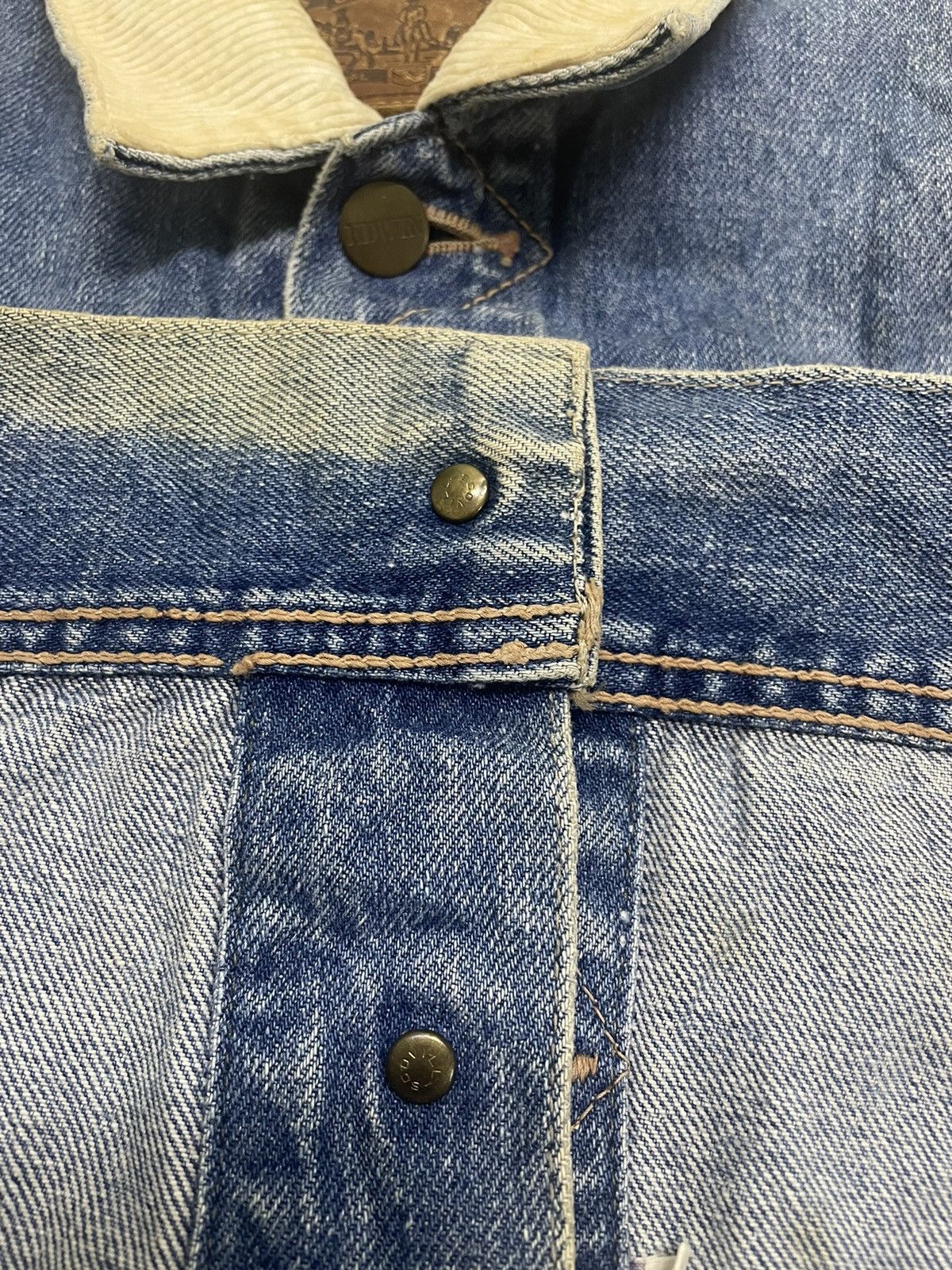 Edwin × Japanese Brand × Vintage VINTAGE DISTRESS EDWIN DENIM JACKET SCOVILL BUTTON Size US L / EU 52-54 / 3 - 8 Thumbnail