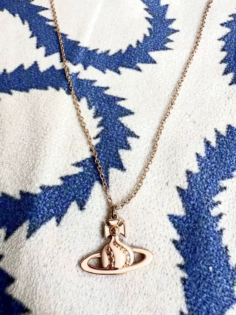 Vivienne Westwood Vivienne Westwood Vintage Pink Flat Saturn Necklace Size ONE SIZE - 1 Thumbnail
