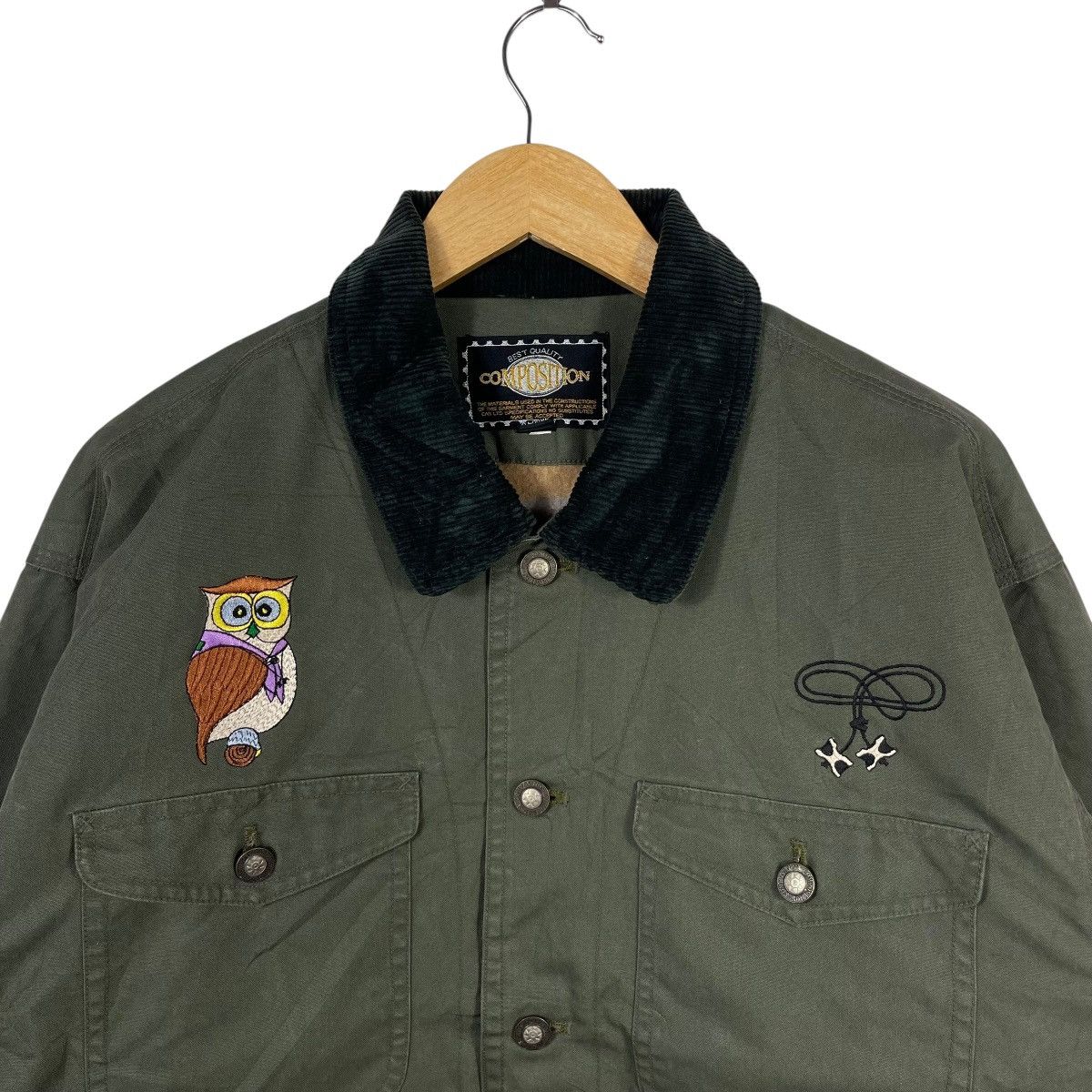 Vintage Vintage Composition Owl Patch Corduroy Collar Work Jacket Size US XL / EU 56 / 4 - 6 Thumbnail