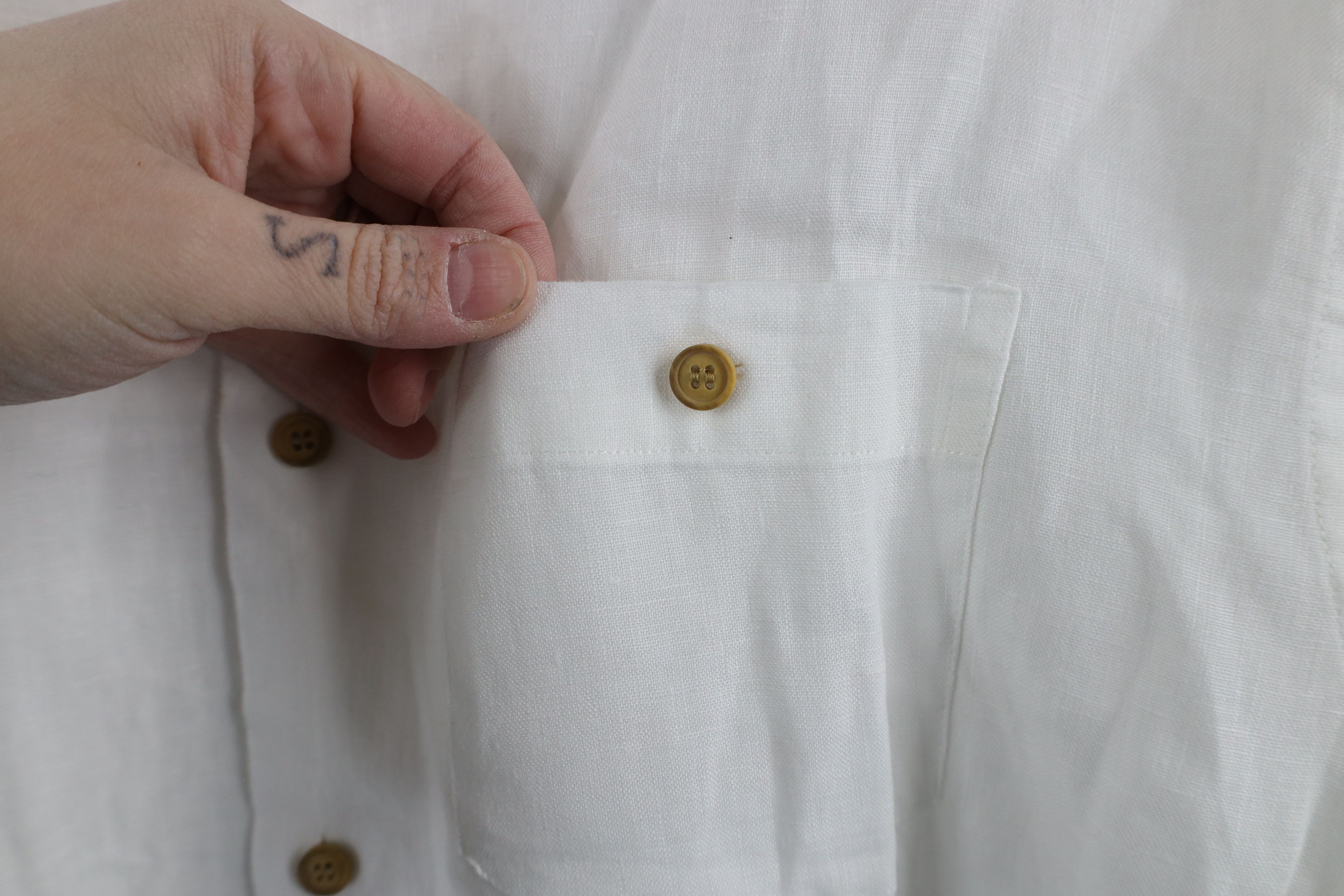 Vintage Bair McNutt Irish Linen Sheer Short Sleeve Band Button Shirt Size US L / EU 52-54 / 3 - 4 Thumbnail