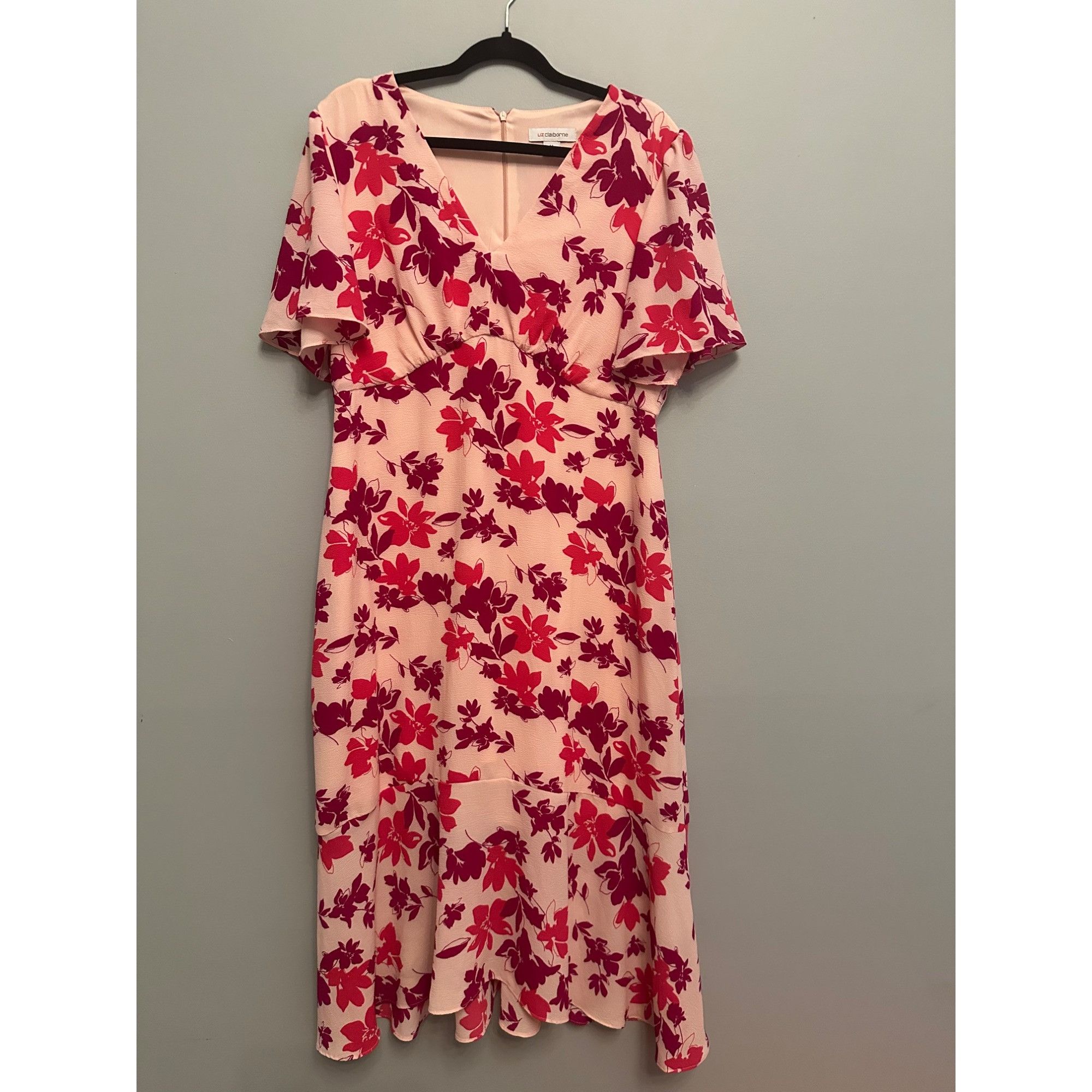 Liz Claiborne Liz Clairbone Floral Midi Trumpet Dress Pink Size 14 Size XL / US 12-14 / IT 48-50 - 4 Thumbnail