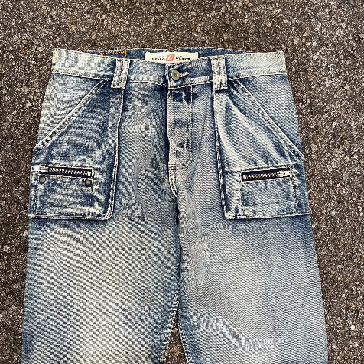If Six Was Nine Cargo Jeans Multi Pocket Faded Washed Blue Denim Pants Size US 30 / EU 46 - 4 Thumbnail