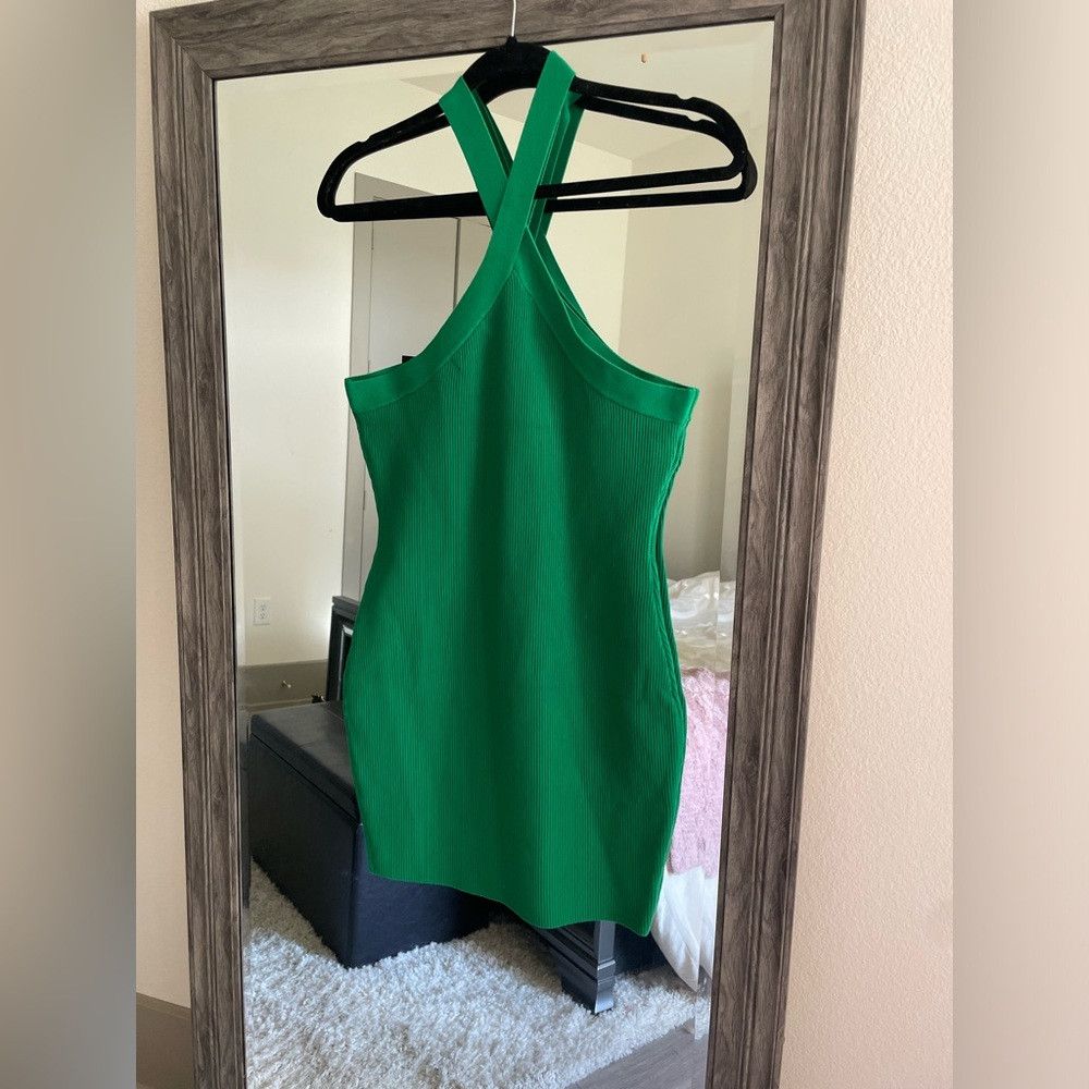 Other Akaiv green cross neck Bodycon mini dress Size L / US 10 / IT 46 - 3 Thumbnail