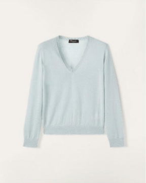 Loro Piana o1w1db10724 New Piuma V-Neck Sweater in Light Blue Size XS / US 0-2 / IT 36-38 - 1 Thumbnail
