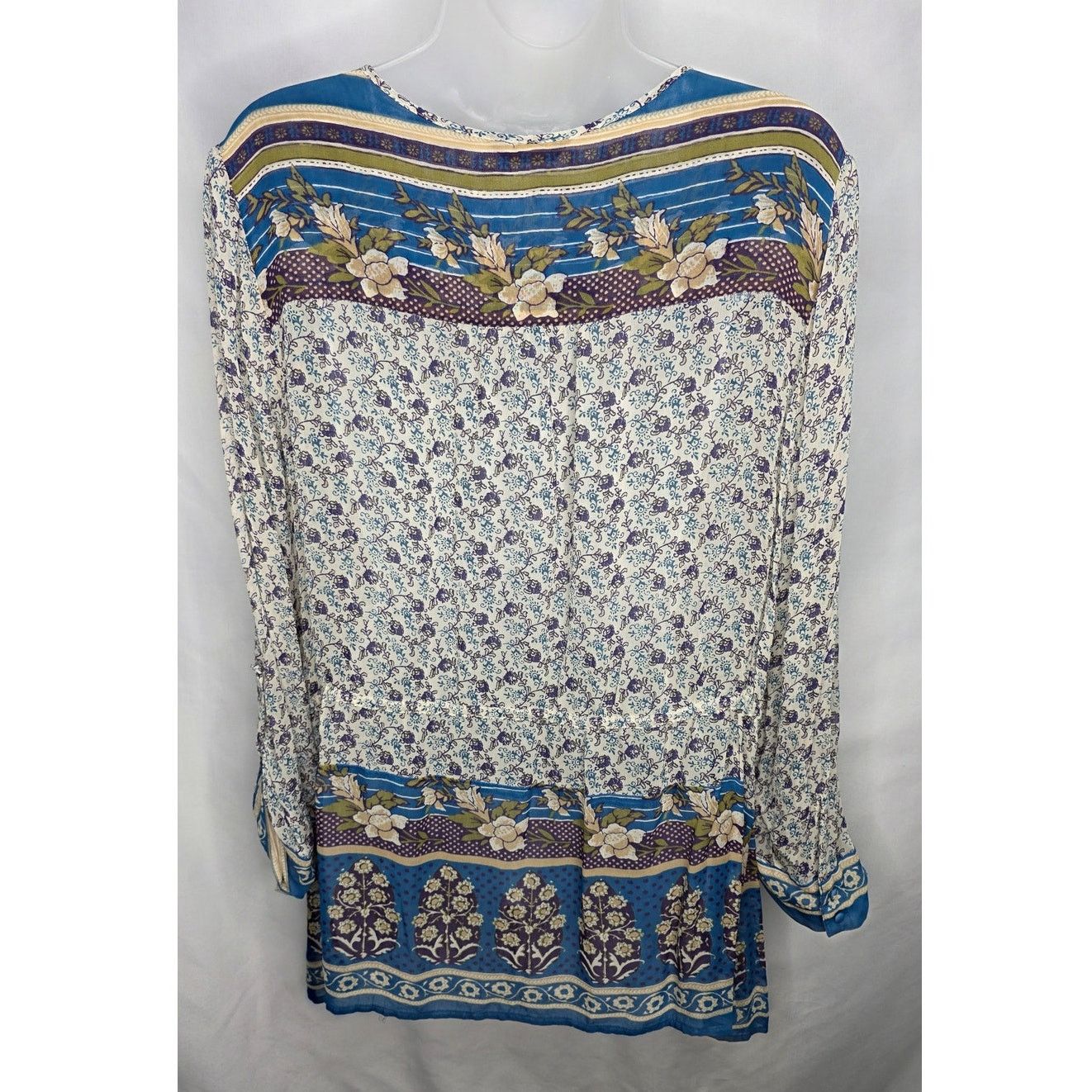 Lucky Brand Lucky Brand Boho Floral Sheer Long Sleeve Blouse Tunic Size XL / US 12-14 / IT 48-50 - 2 Thumbnail