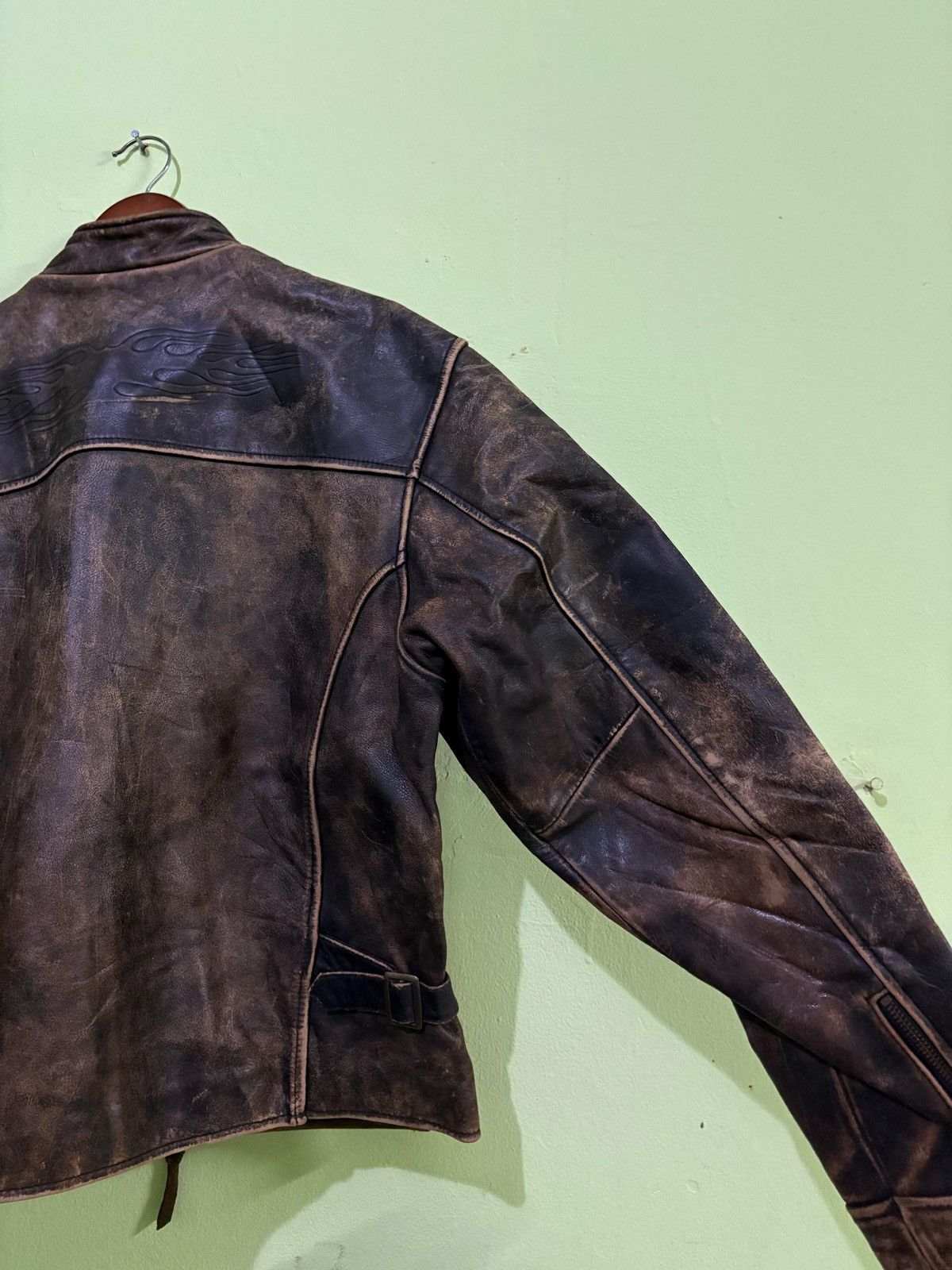 Other Real Leather Cafe Racer Jacket Biker Jacket Flame Stlye Size US L / EU 52-54 / 3 - 8 Thumbnail