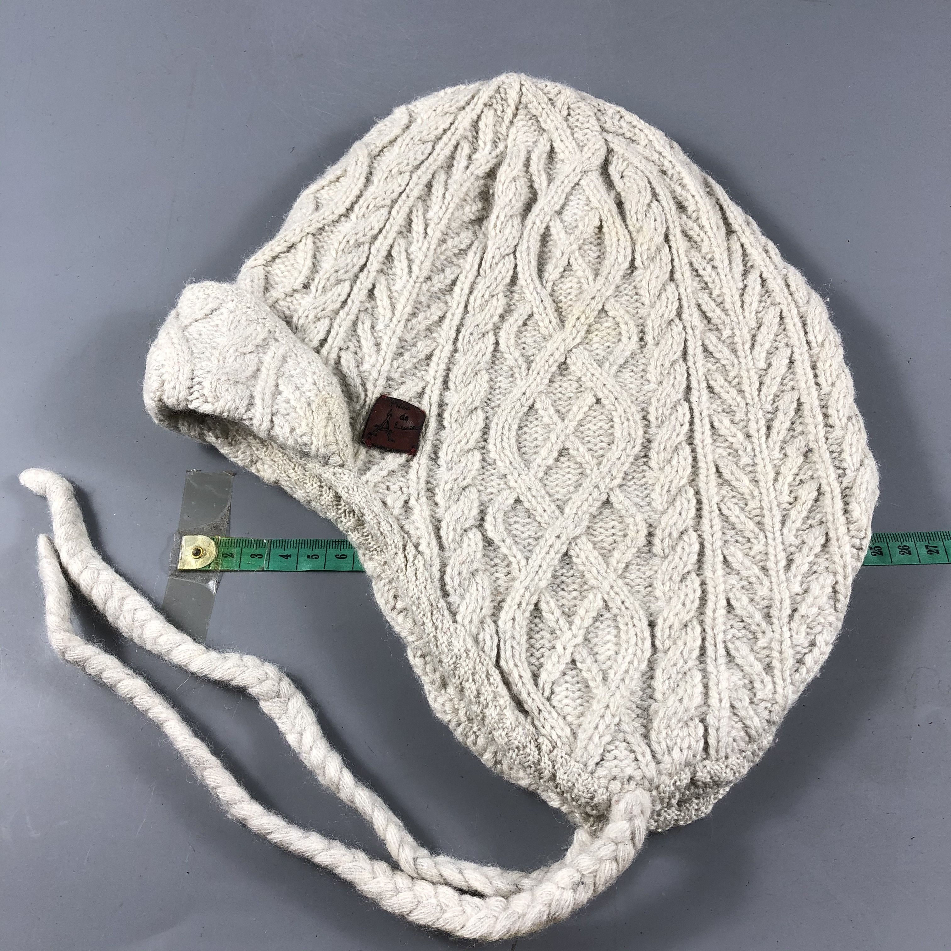 Vintage Pylon Cable Knit Visor Earflap Beanie Snowcap Snow Hat B756 Size ONE SIZE - 4 Thumbnail
