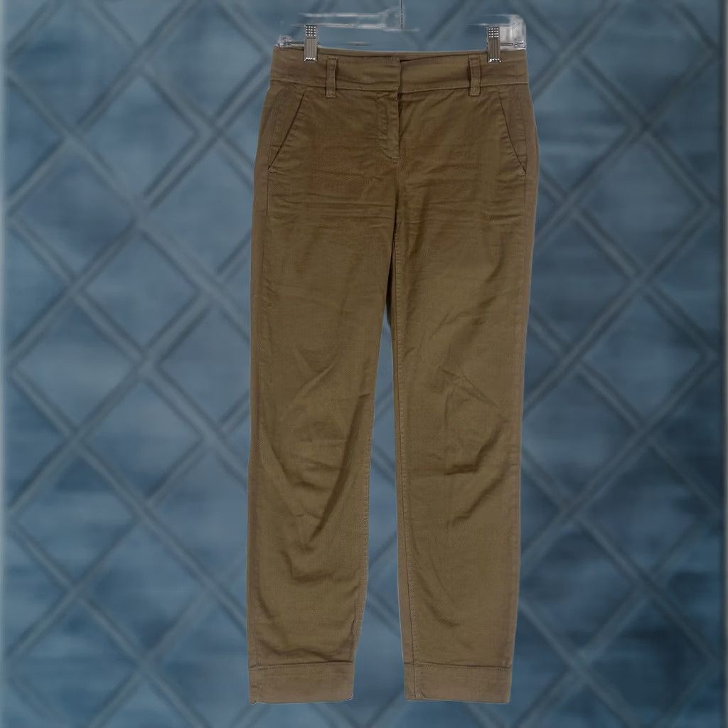J.Crew J.Crew Chino Pants Womens 0 Mid Rise Brown Casual Work Office Cotton Blend Twill Straight Front Button Zipper Pockets Modern Classic Size 25" / US 0 / IT 36 - 1 Thumbnail