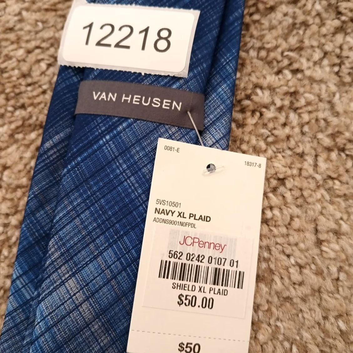 Van Heusen Van Heusen Tie Men Long Blue Plaid Polyester Stain Shield Necktie Extra Long Size ONE SIZE - 6 Thumbnail