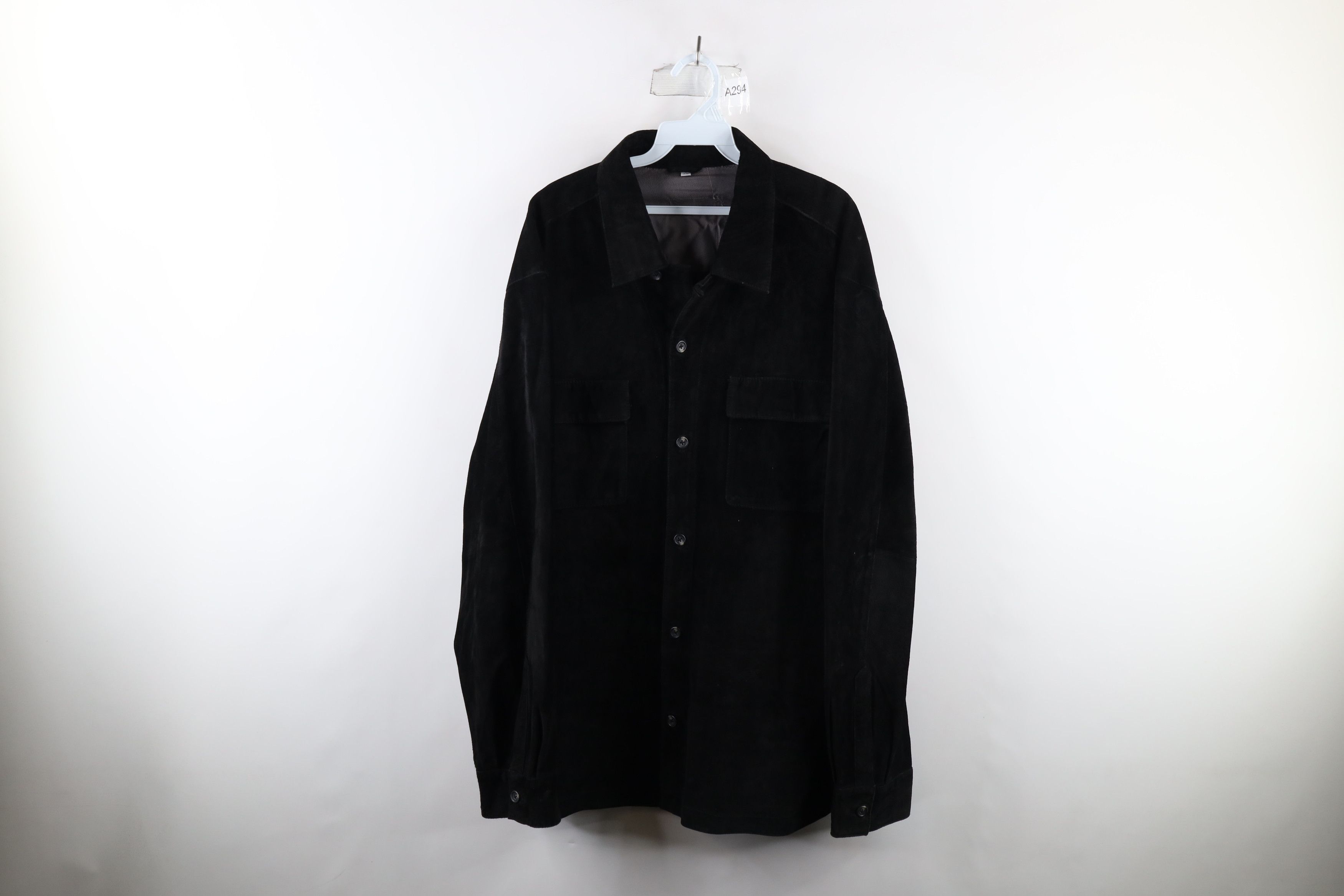 image of Vintage 90's Streetwear Leather Shirt Jacket Jac Shirt Black, Men's (Size XL)