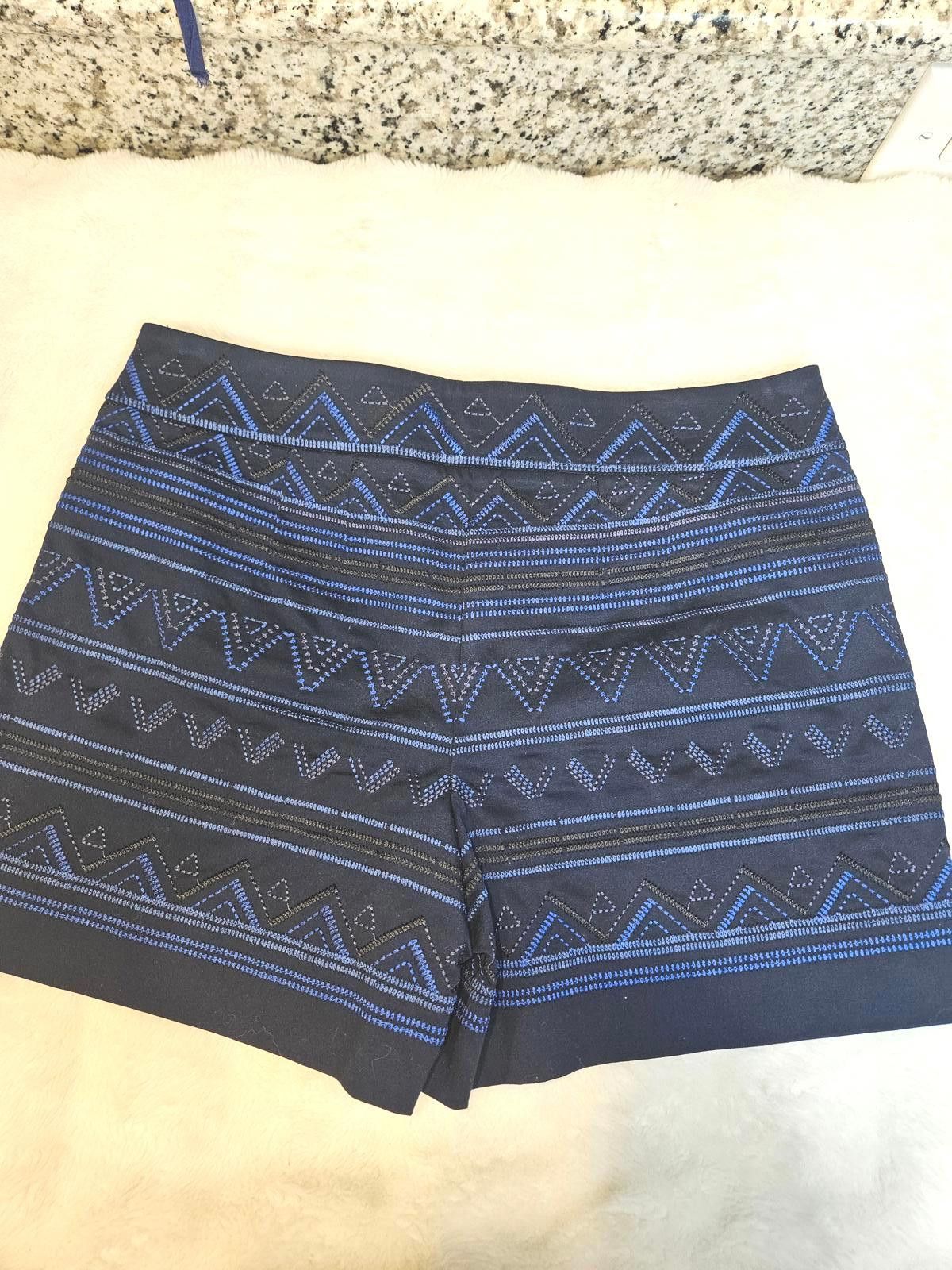 Designer WHBM Women's Blue Embroidered Patterned Shorts #528 Size 26" / US 2 / IT 38 - 2 Thumbnail