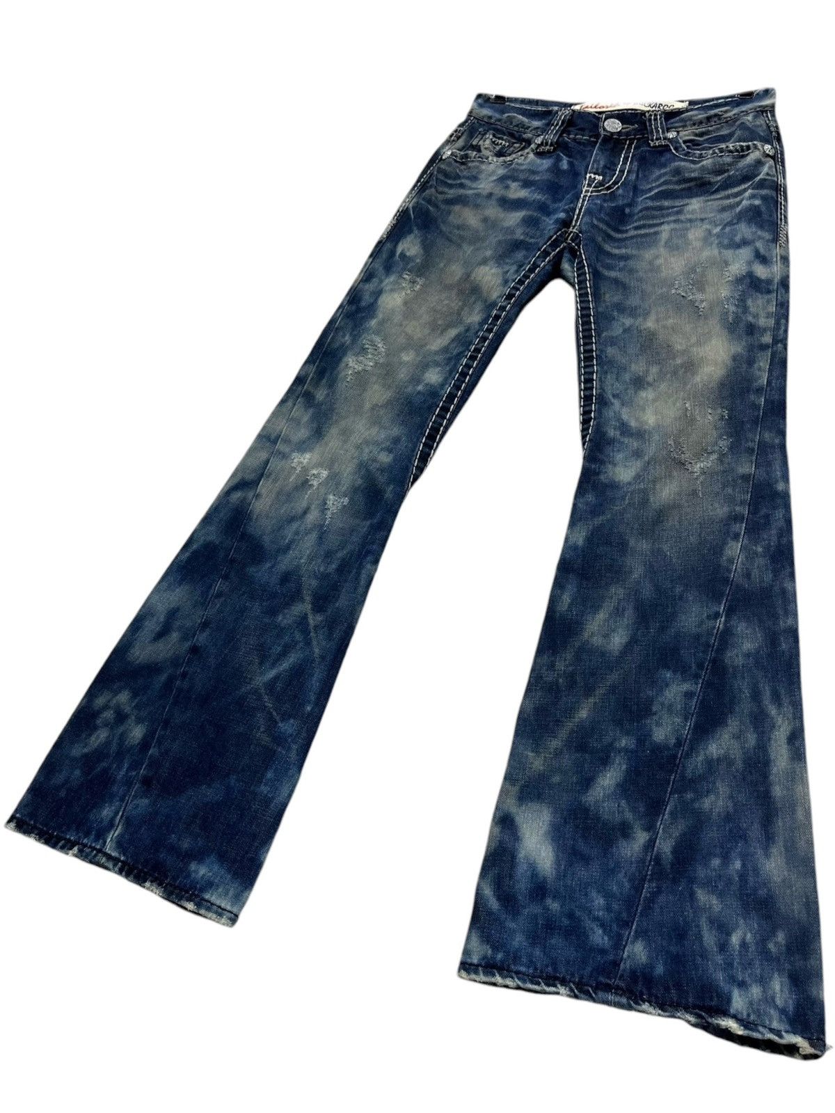 BUCKAROO SICK FLARE🔥Indigo Mudmax Bleachwash Big Stitching Denim Size US 29 - 4 Thumbnail
