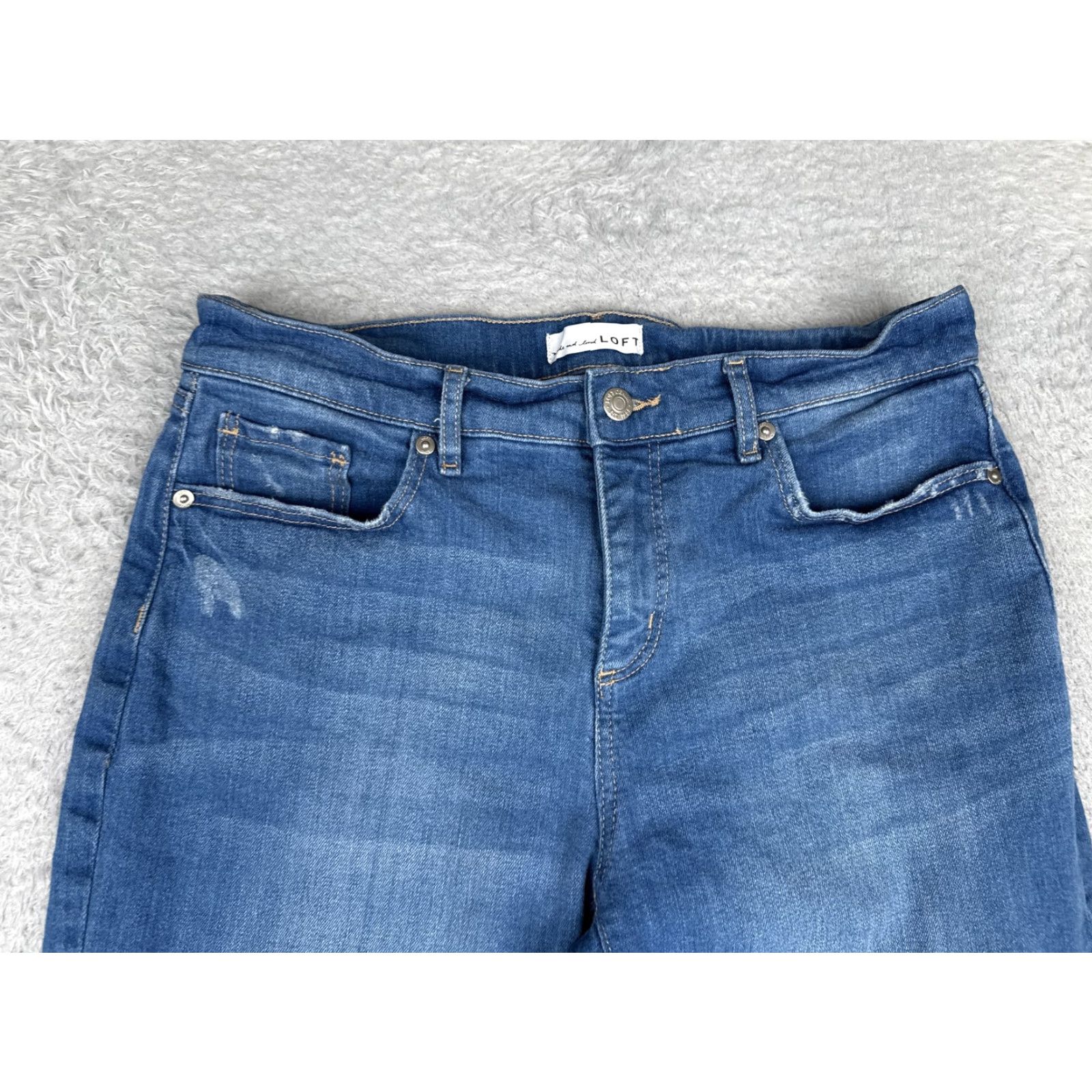 Loft LOFT Slim Crop Jeans Womens 8P Blue Medium Wash High Rise Denim 29x22 Raw Hem Petite Size Size 30" / US 8 / IT 44 - 4 Thumbnail