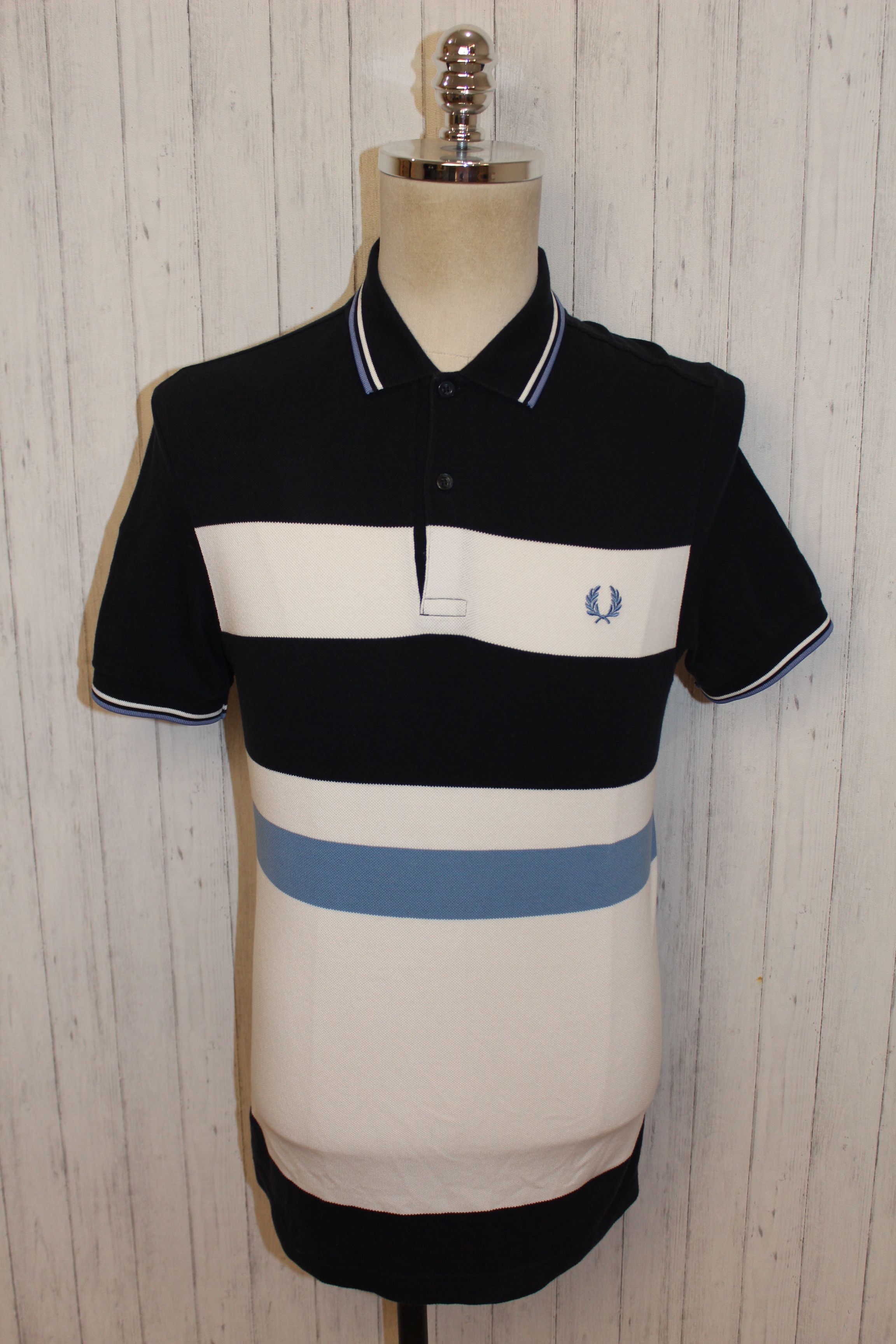 Fred Perry Fred Perry Short Sleeve Blue White Polo Shirt Size US M / EU 48-50 / 2 - 3 Thumbnail