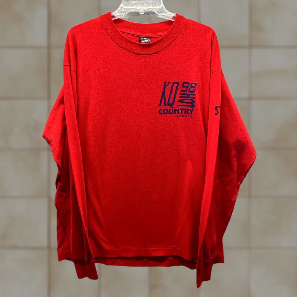 Fruit Of The Loom VINTAGE Fruit of the Loom Shirt Mens XL Red Single Stitch Country 80s Size US XL / EU 56 / 4 - 1 Thumbnail