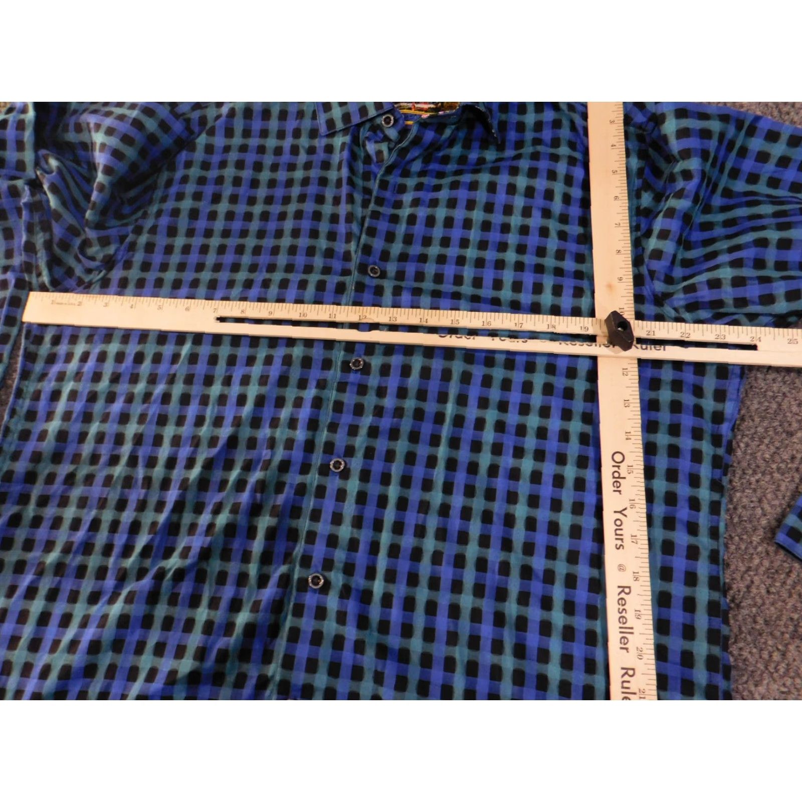 Robert Graham Robert Graham Shirt Mens Large Blue Black Plaid Long Sleeve Button-Up Modern Fit Size US L / EU 52-54 / 3 - 6 Thumbnail