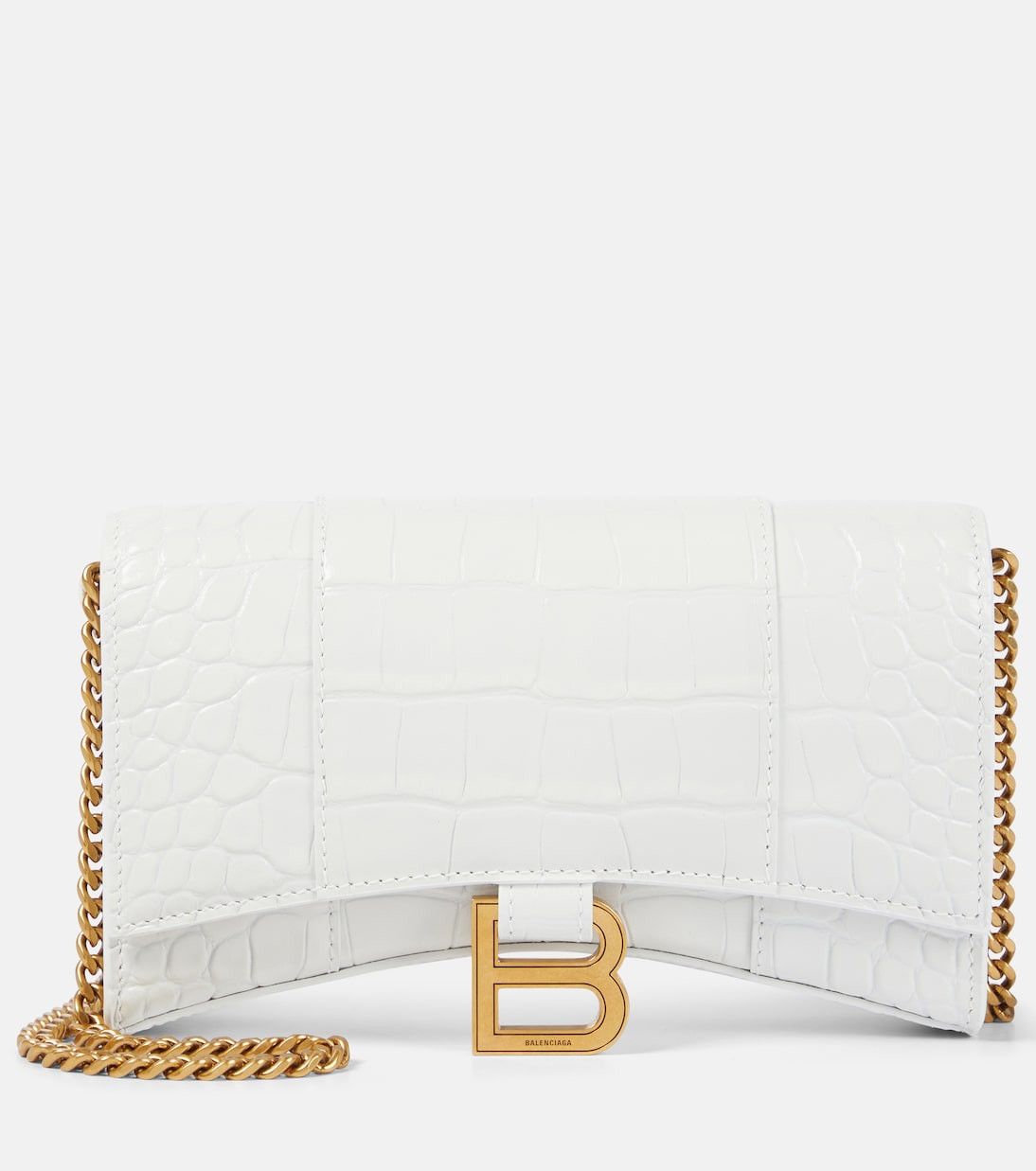 Balenciaga Hourglass leather wallet on chain bag in white Size ONE SIZE - 1 Thumbnail