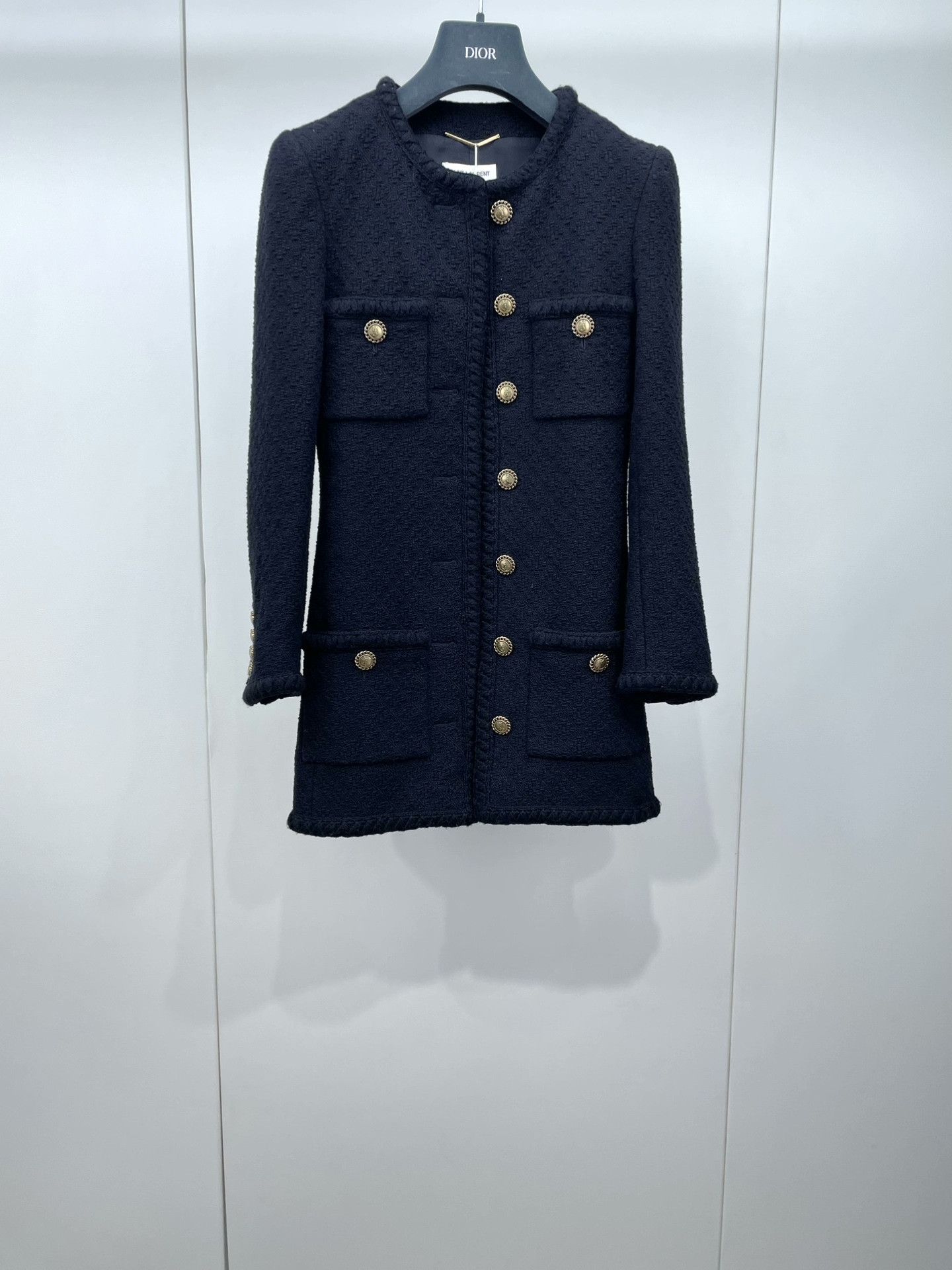 Saint Laurent Paris Saint Laurent Tweed Gold Button Coat Size XXS / US 00 / IT 34 - 1 Thumbnail