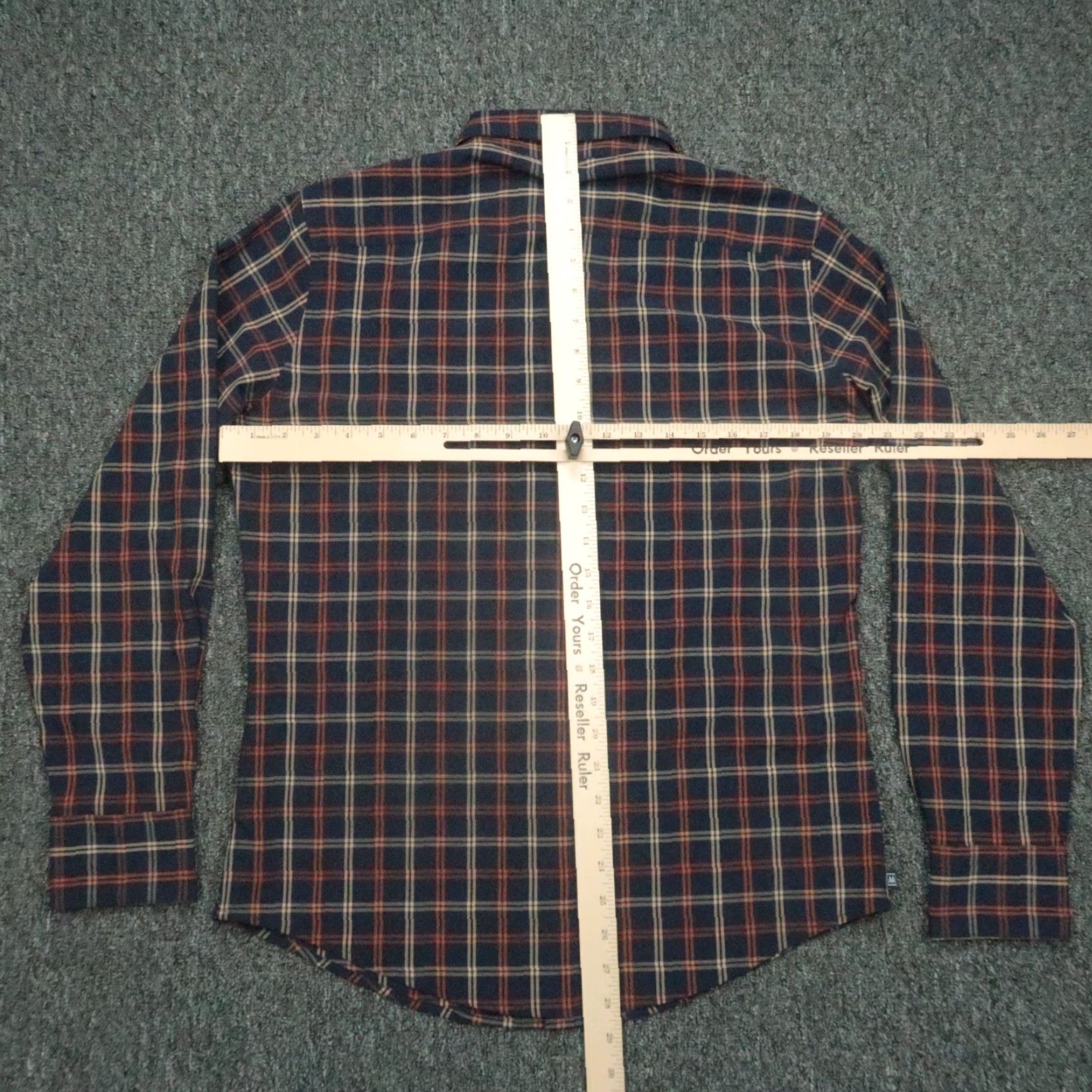 Mizzen+Main Mizzen+Main Shirt Mens Small Blue Orange Plaid Trim Button Long Sleeve No Tuck Size US S / EU 44-46 / 1 - 5 Thumbnail