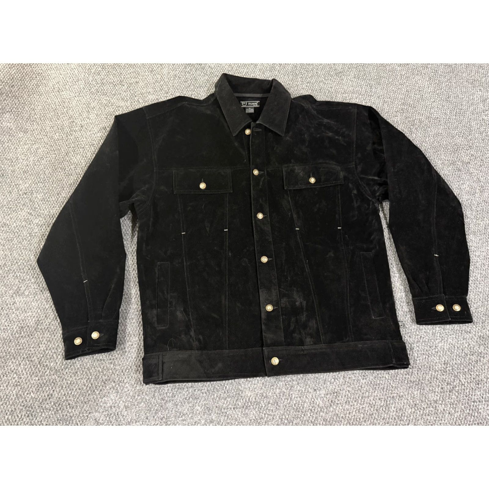 Velvet PJ Mark Jacket Mens XL Black Velvet Button Front Bomber Streetwear Casual Workwear Size US 36 / EU 52 - 4 Thumbnail