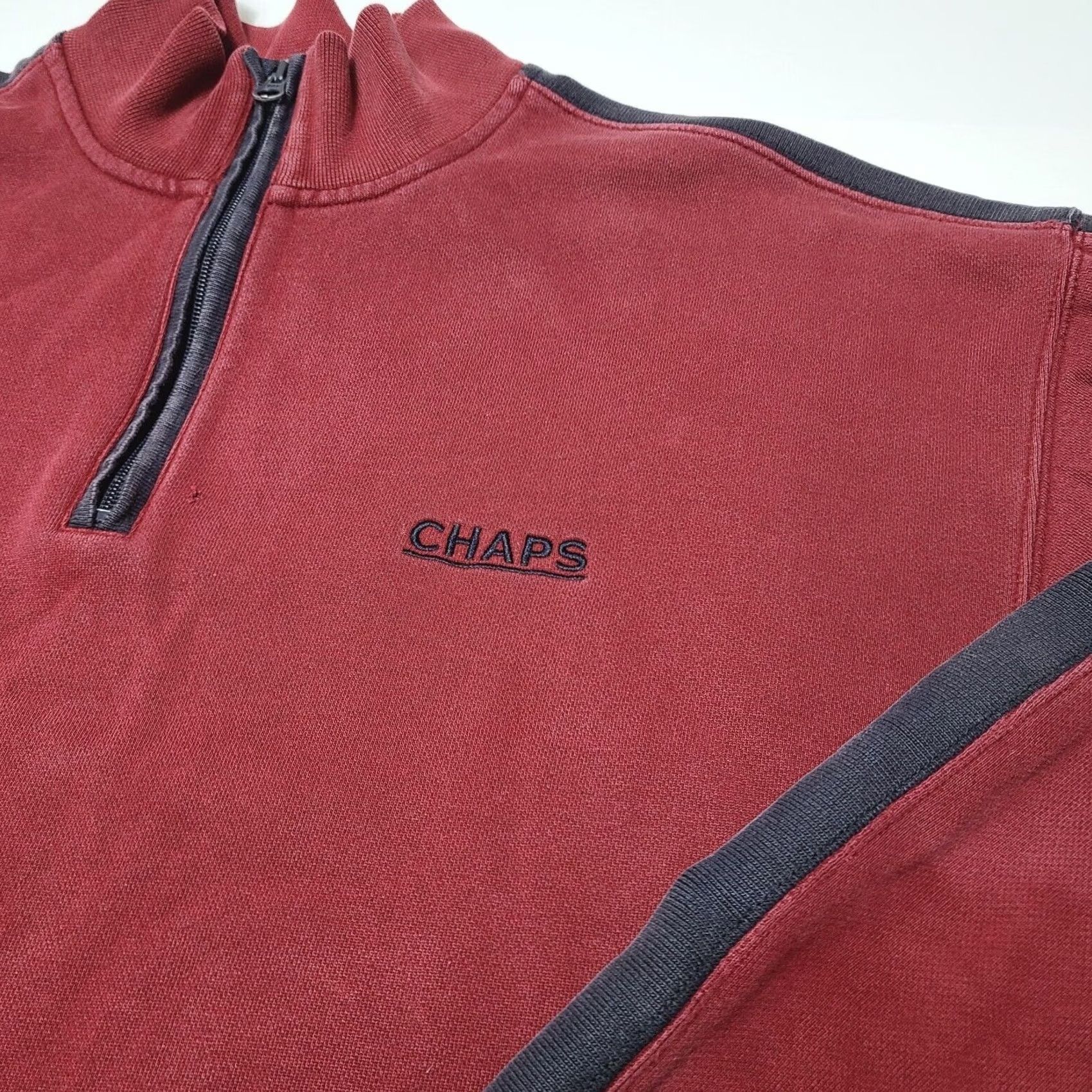 Ralph Lauren VINTAGE Ralph Lauren Chaps 1/4 Zip Fleece Sweater Men XL Red Long Sleeve Pullover Size US XL / EU 56 / 4 - 2 Thumbnail