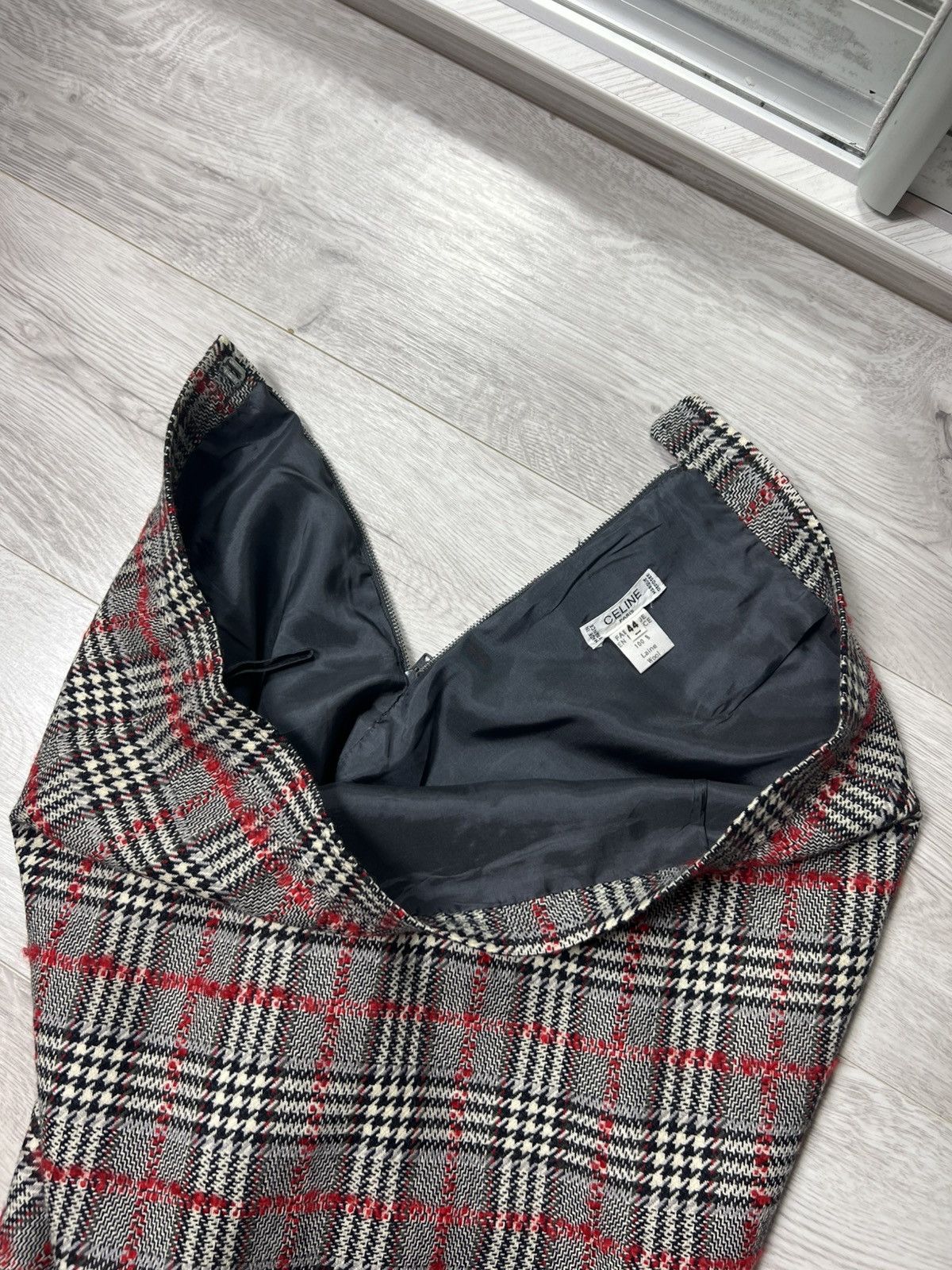 Celine Rare Vintage Celine Paris Tweed Wool Plaid Skirt Size 44 Size 32" / US 10 / IT 46 - 14 Thumbnail