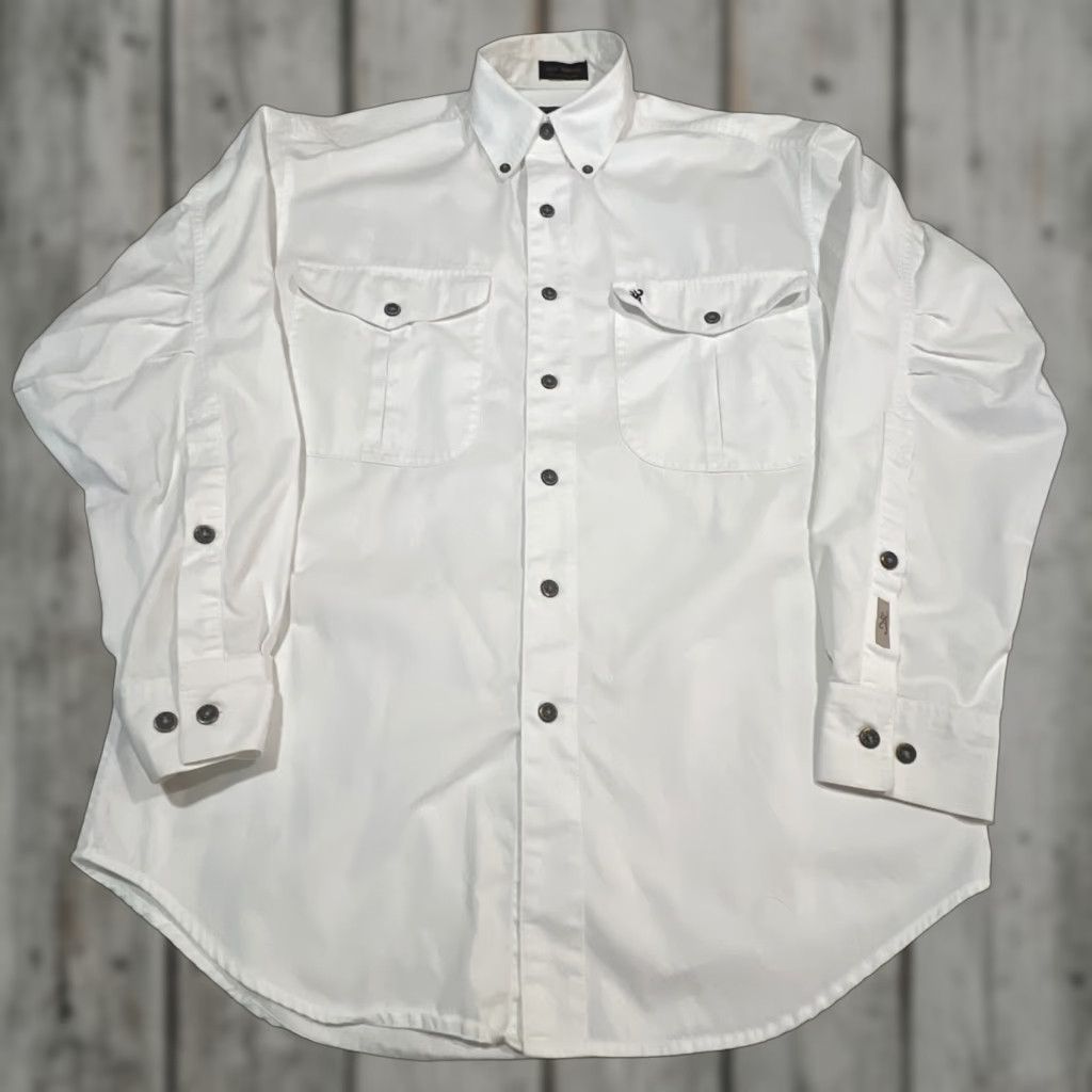Vintage VINTAGE Browning Gold Super Naturals Cotton Button Down Shirt Mens M White Pocket Button-Up Shirt Men 90s Hunting Embroidered Pocket Regular Size US M / EU 48-50 / 2 - 1 Thumbnail