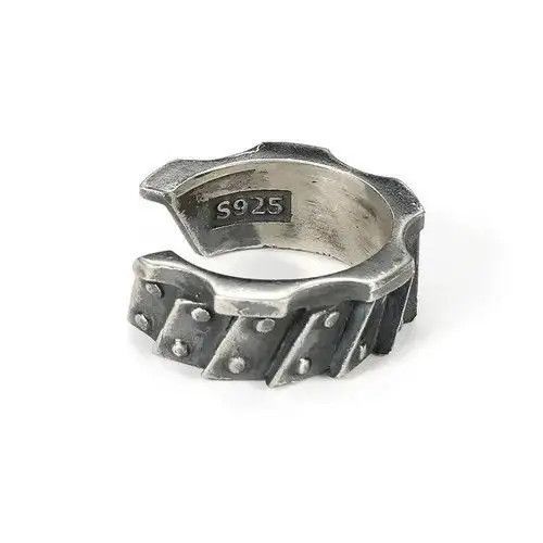 Vintage Machine Gear Pattern Men Index Finger Ring Size ONE SIZE - 4 Thumbnail