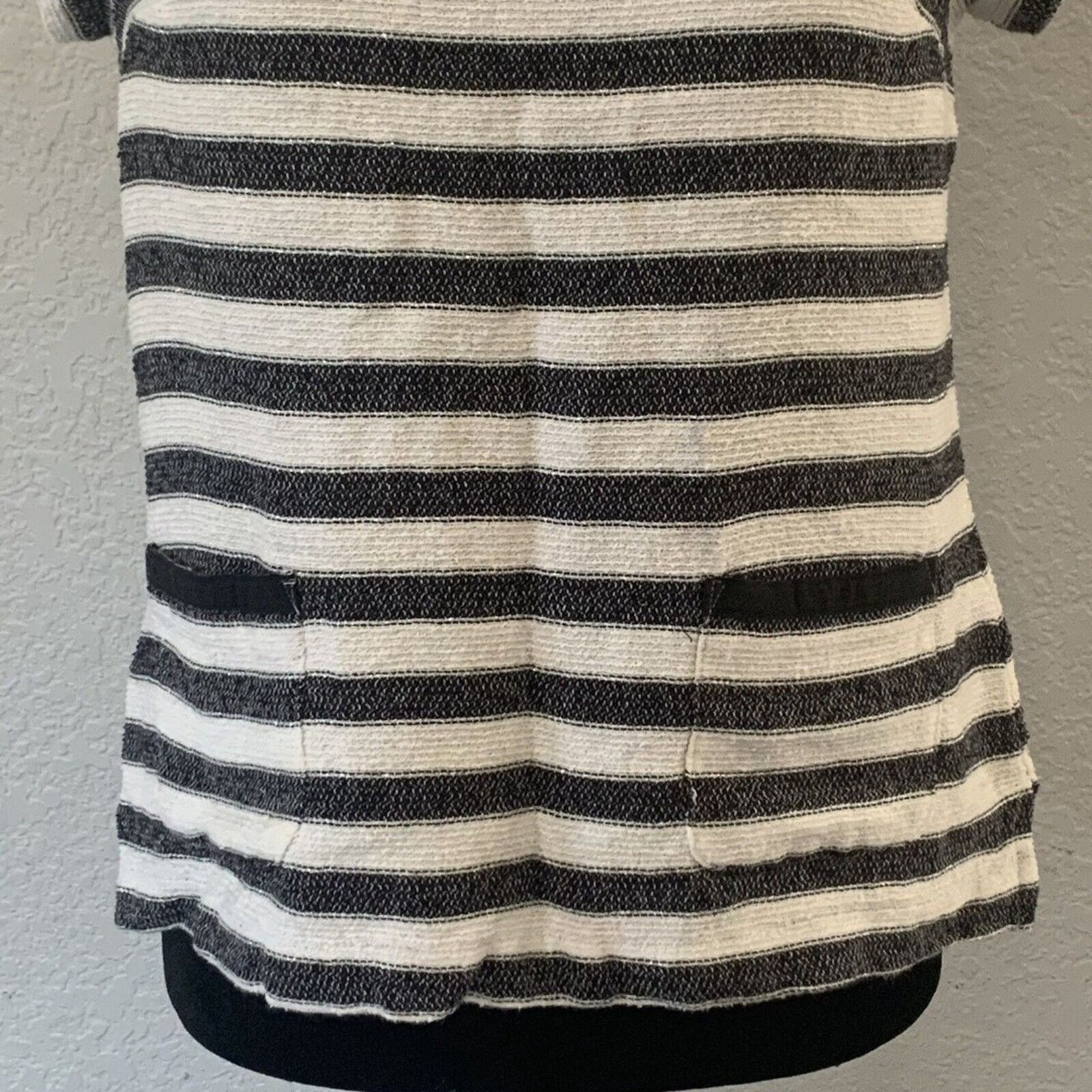 Other New York & Co Blouse Sm Blk White Stripe Zipper Cotton Blend Size S / US 4 / IT 40 - 3 Thumbnail