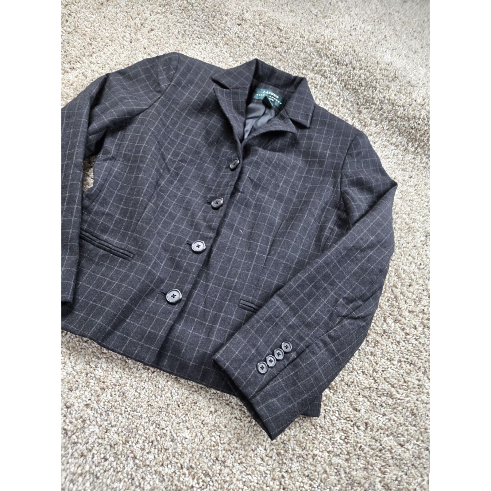 Ralph Lauren Lauren Ralph Lauren Blazer Womens 6P Gray Plaid Wool Petite Suit Jacket Size M / US 6-8 / IT 42-44 - 2 Thumbnail