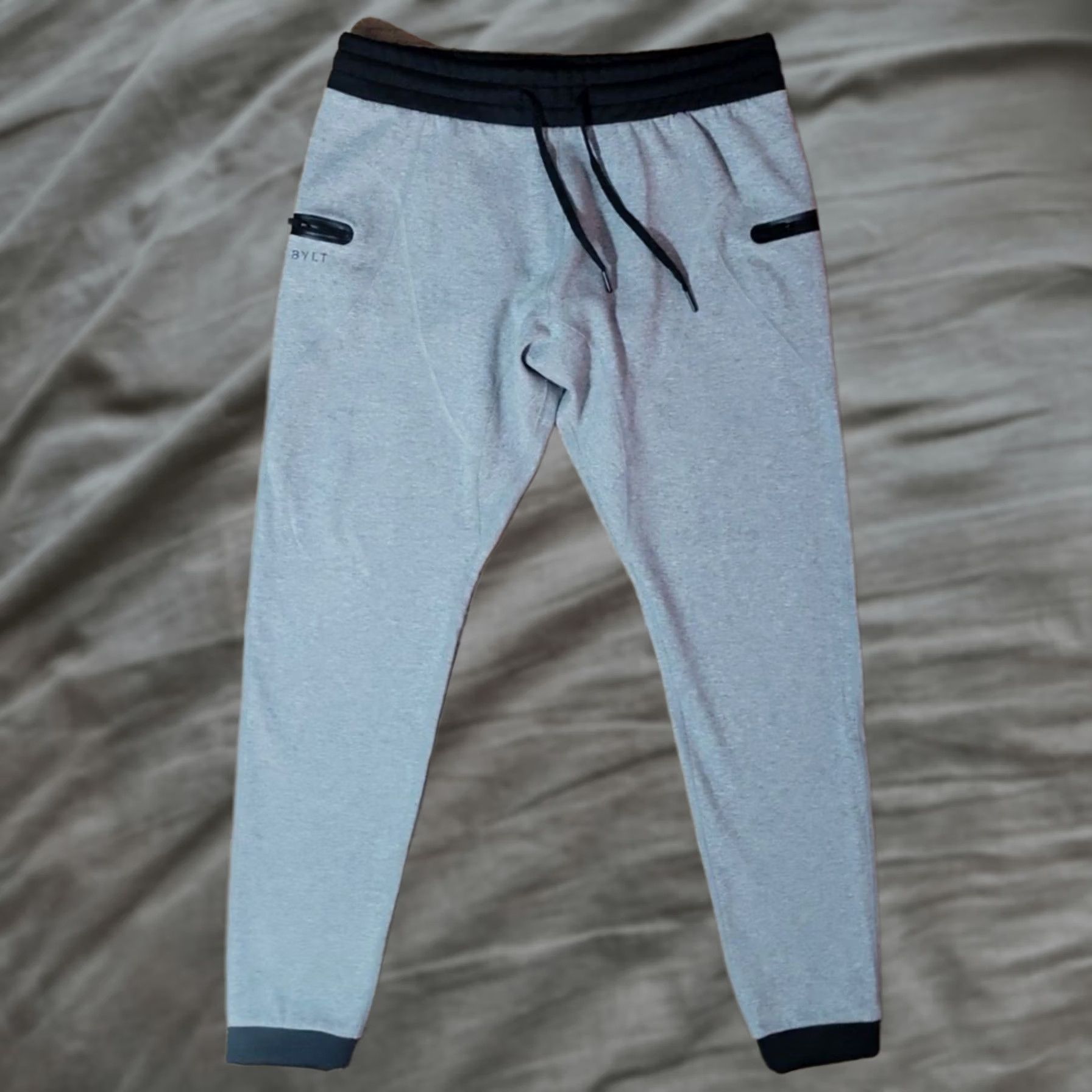 Vintage BYLT Jogger Pants Mens 2XL Gray Black Zipper Pockets Drawstring Size US 39 - 1 Thumbnail