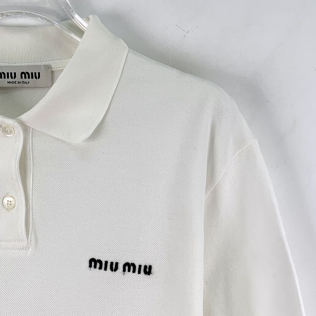 Miu Miu Miu Miu Embroidered Collared Short Sleeve Polo Shirt K26WX Size S / US 4 / IT 40 - 3 Thumbnail