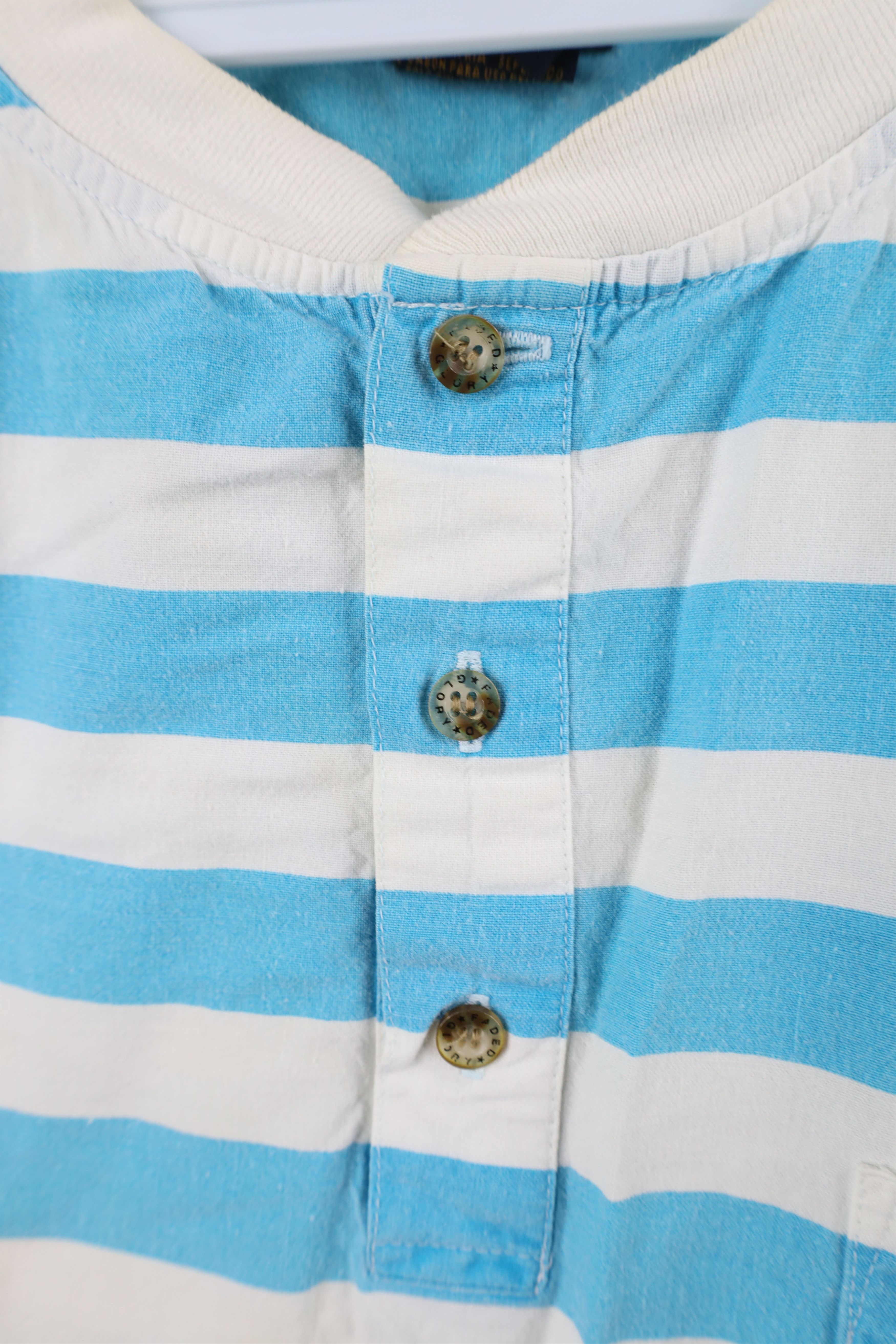 Vintage Vintage 90s Streetwear Striped Baggy Fit Henley T-Shirt Size US L / EU 52-54 / 3 - 7 Thumbnail