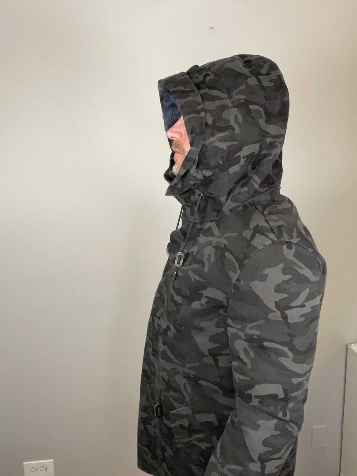 Grey Men's Rabbit Fur Lined Jacket Theory Rabbit Fur Lined Parka