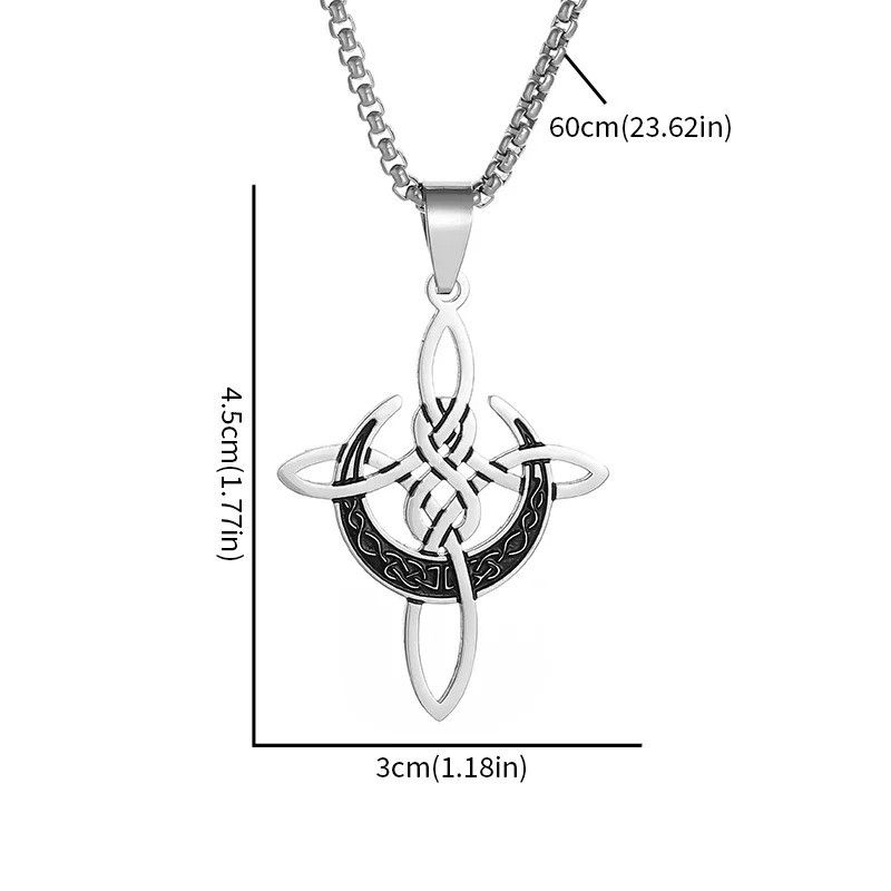 Vintage Knot Moon Cross Pendant Necklace Size ONE SIZE - 4 Thumbnail