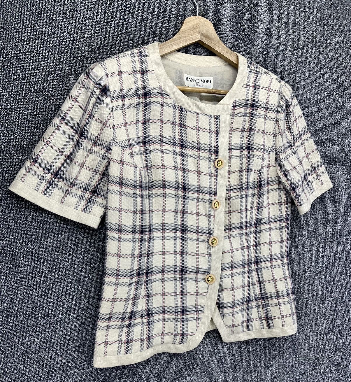 Hanae Mori Hanae Mori Shadow Plaid Button Up Shirts Blouse Cardigan Size M / US 6-8 / IT 42-44 - 2 Thumbnail