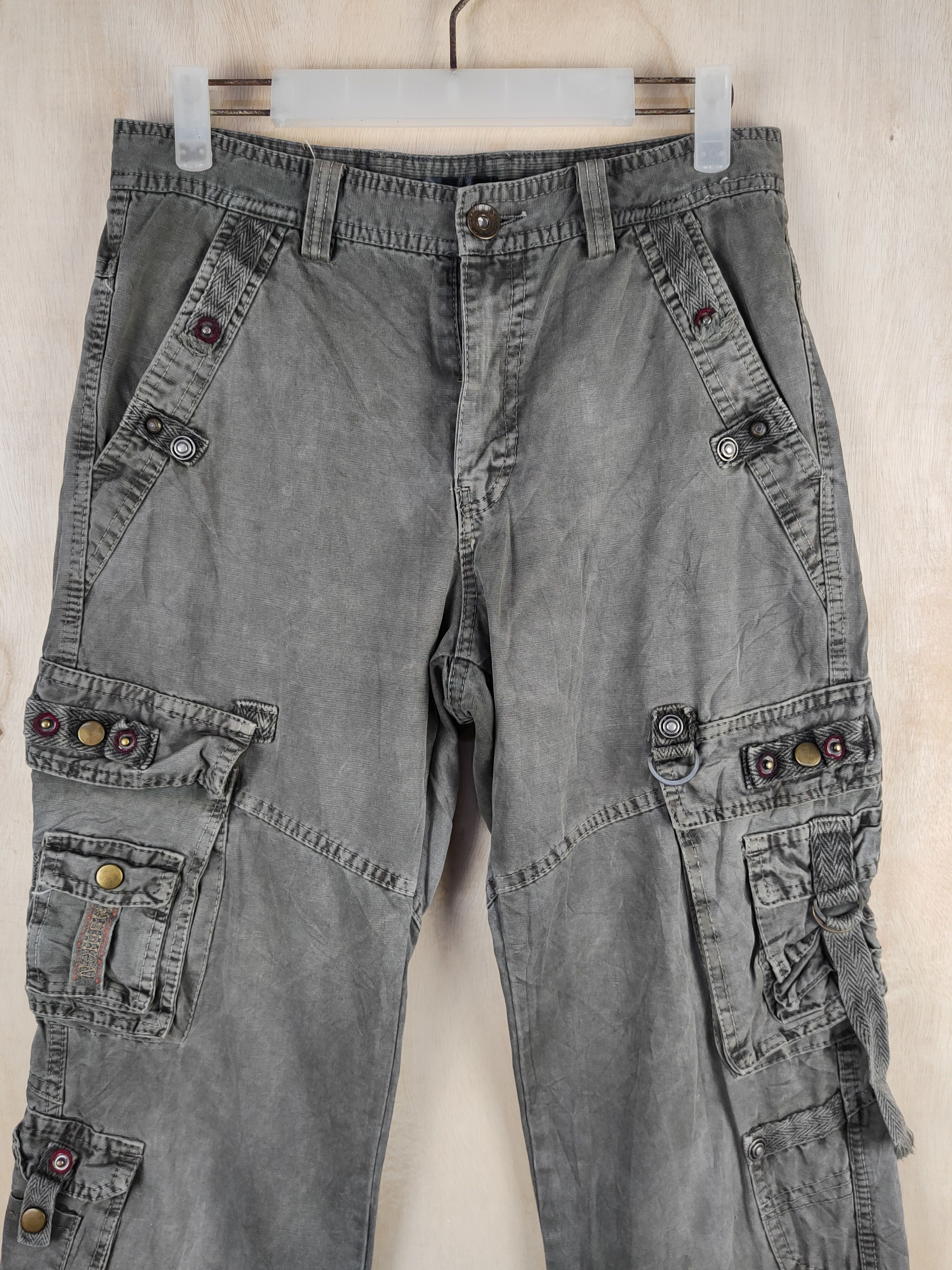 Japanese Brand DL Junye Olive Faded Multipocket Tactical Cargo Pants #S2439 Size US 30 / EU 46 - 2 Thumbnail